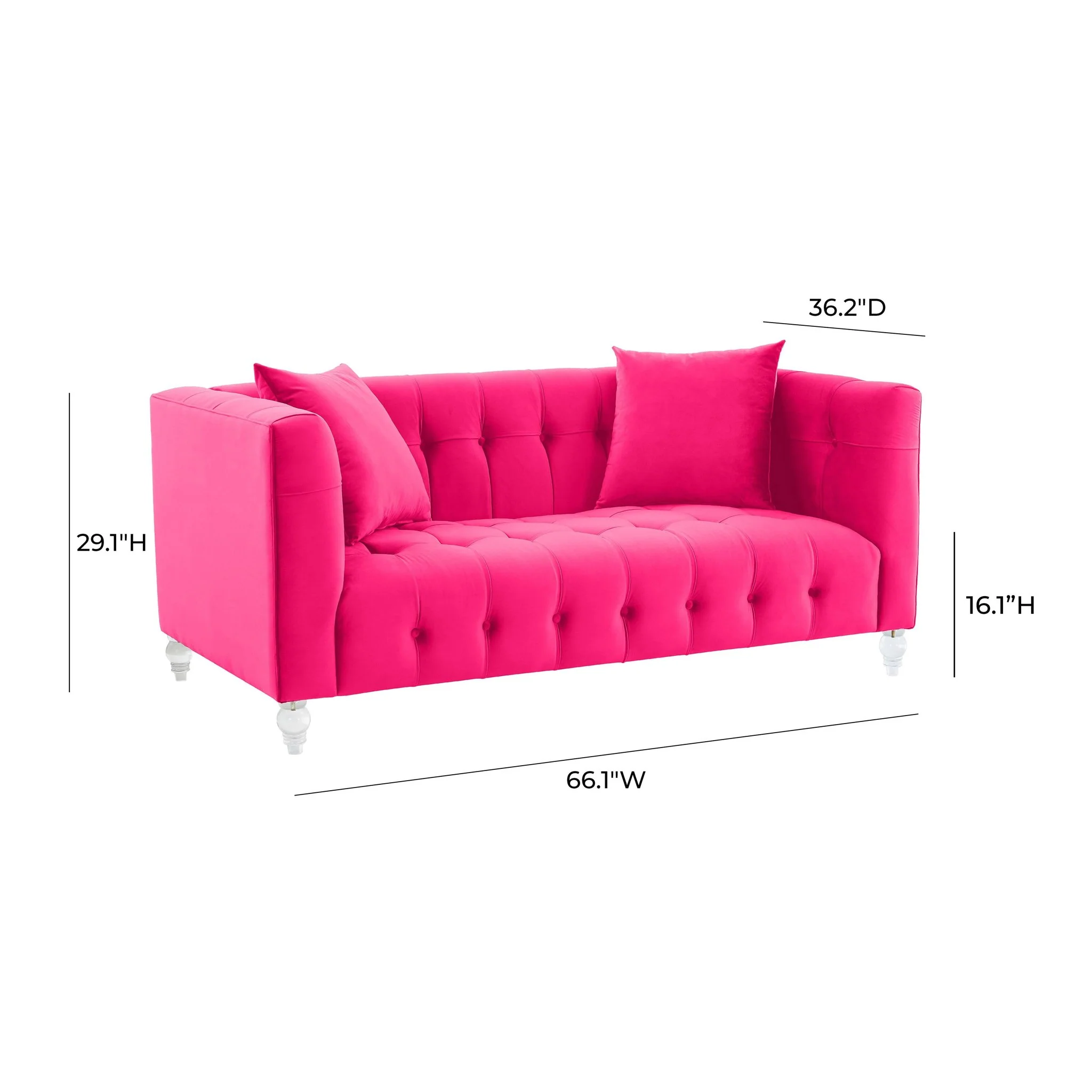 Bea Hot Pink Velvet Loveseat - Image 6