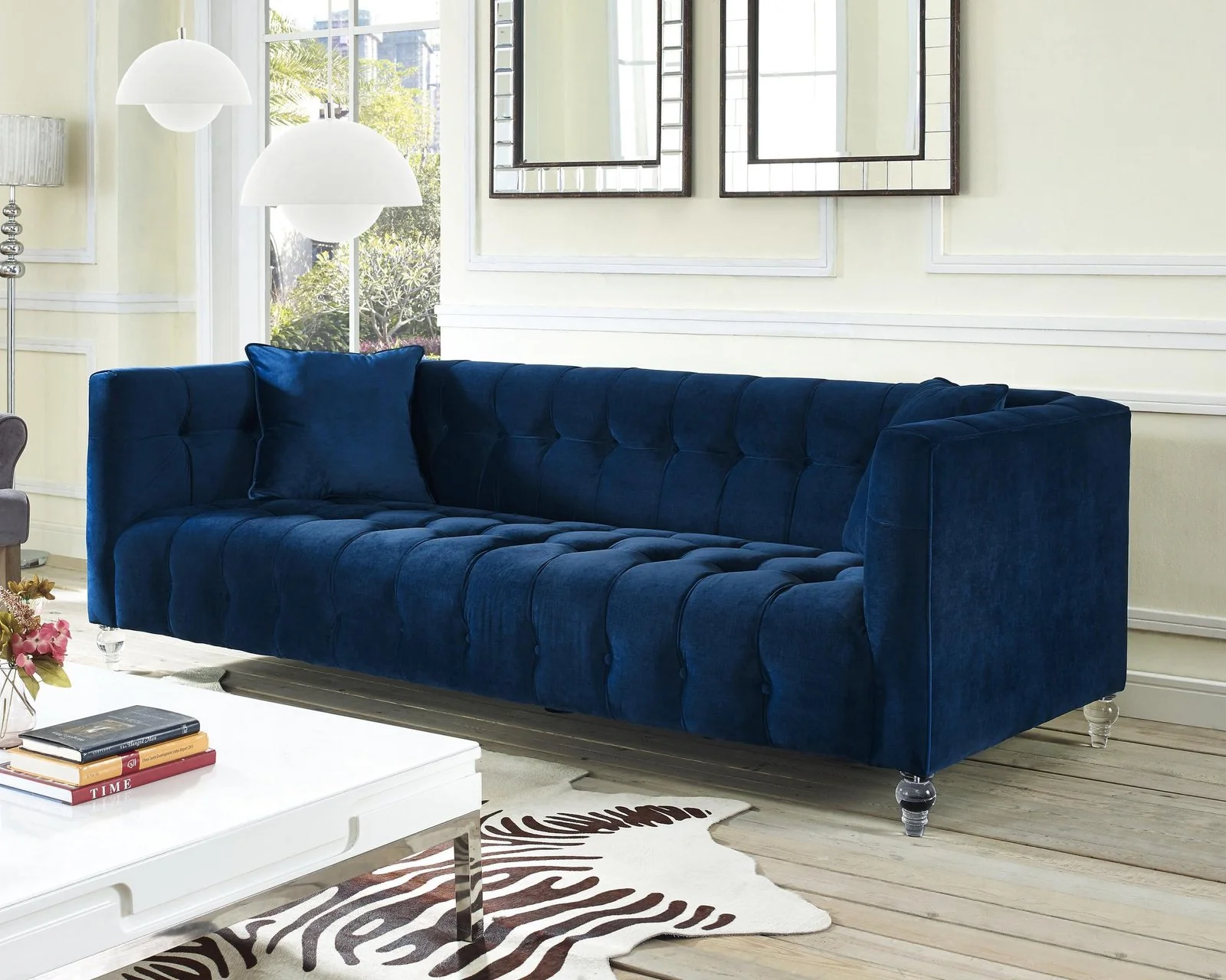 Bea Navy Velvet Sofa - Image 6