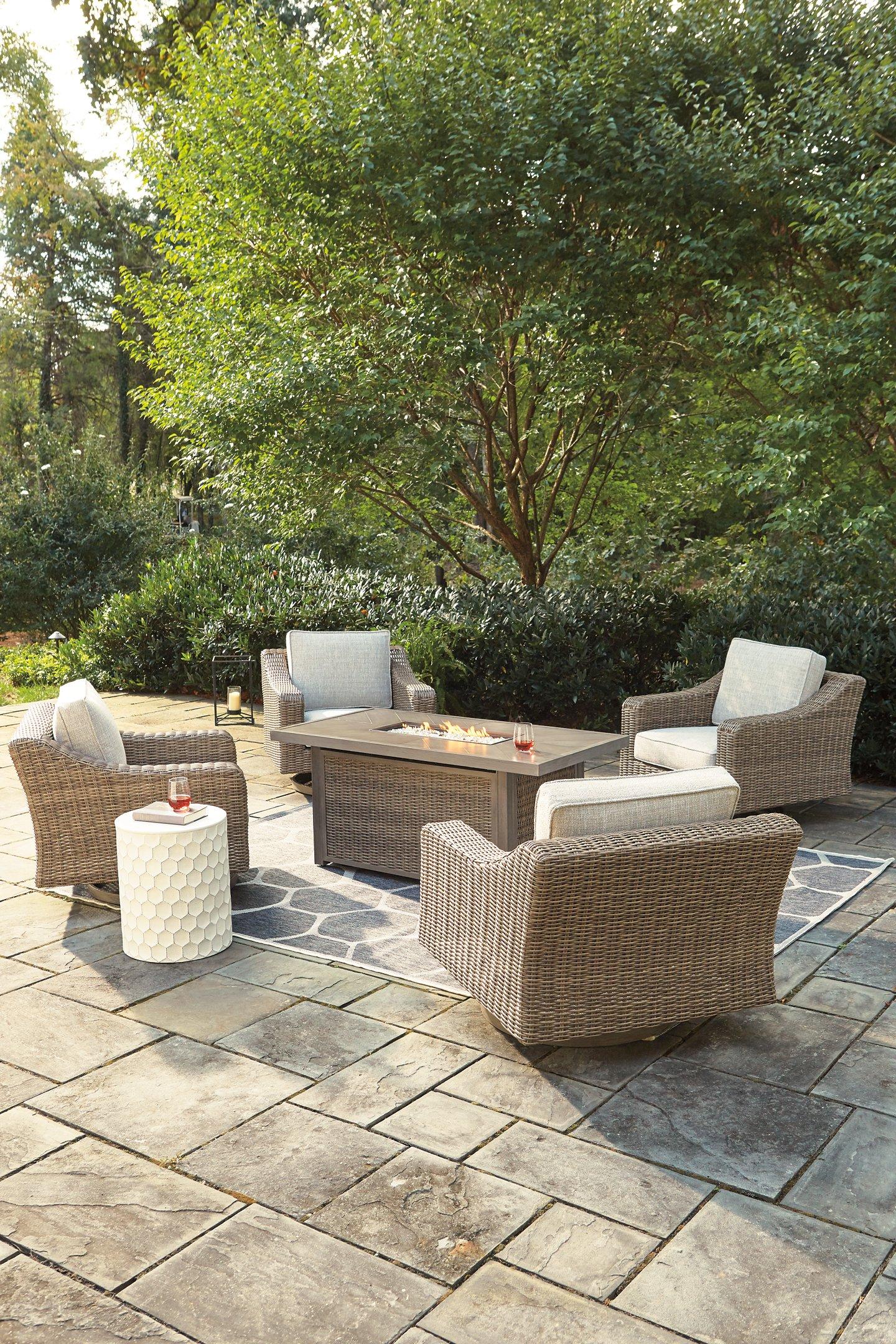 Beachcroft Beachcroft Fire Pit Table with Four Nuvella Swivel Lounge Chairs - Image 4