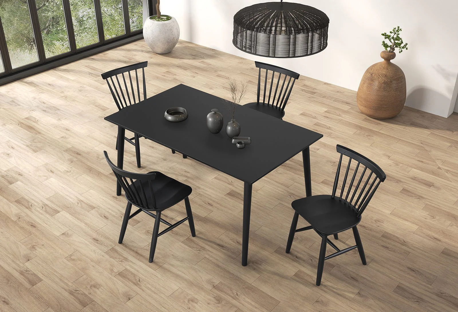 Beale 5 Pc. Dining Table Set, Black - Image 3