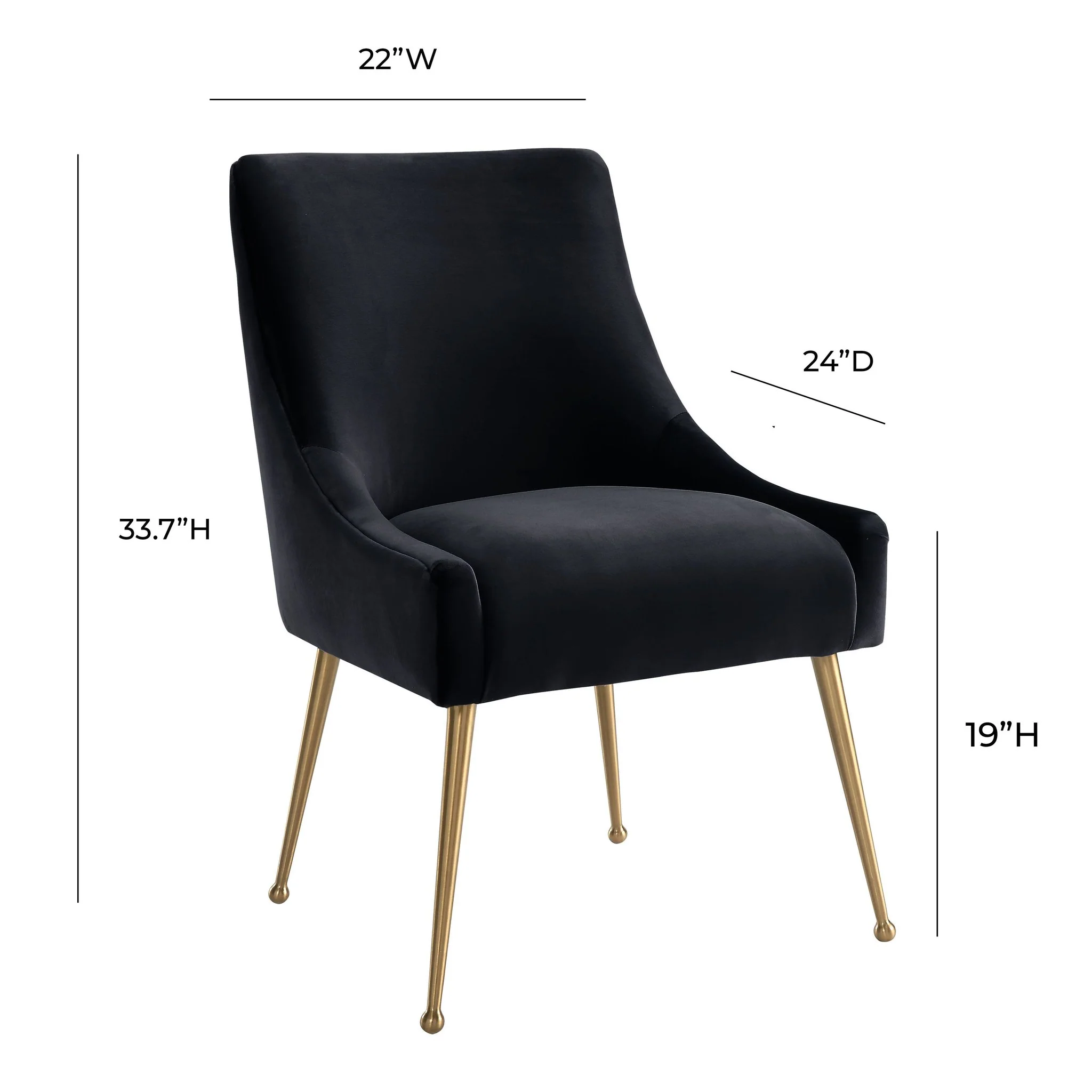 Beatrix Black Velvet Side Chair - Image 6