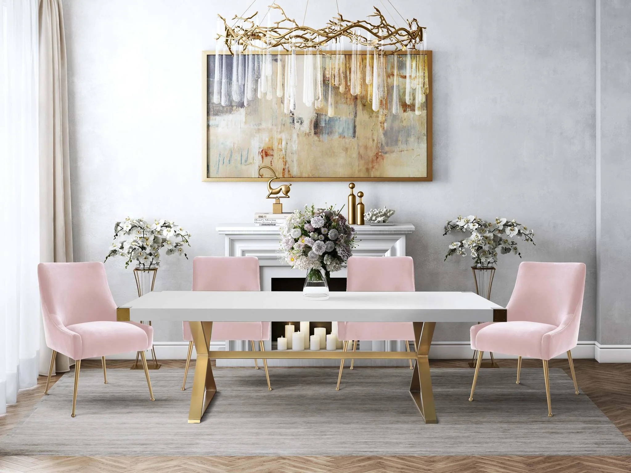 Beatrix Blush Velvet Side Chair - Image 2