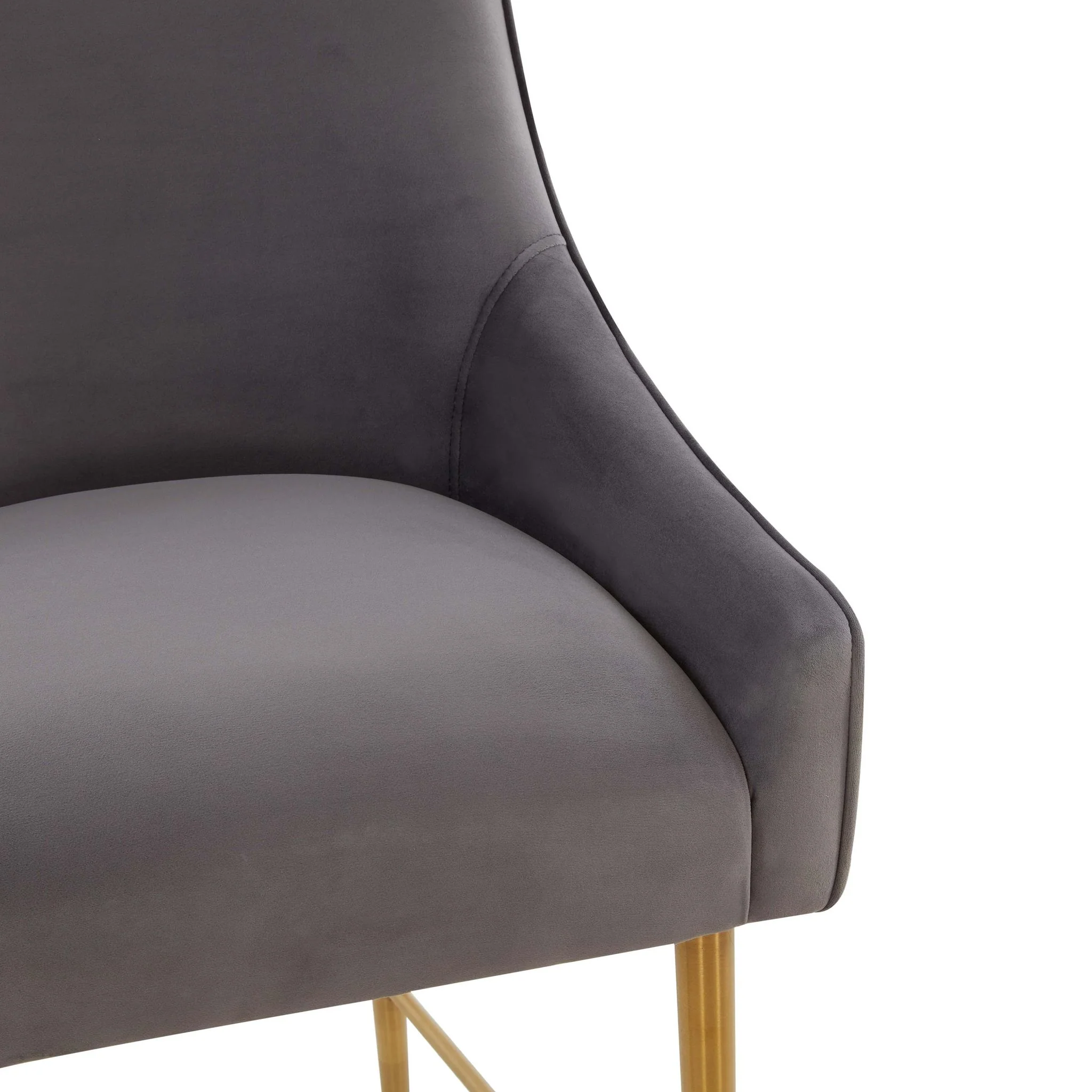 Beatrix Dark Grey Velvet Bar Stool - Gold Legs - Image 5