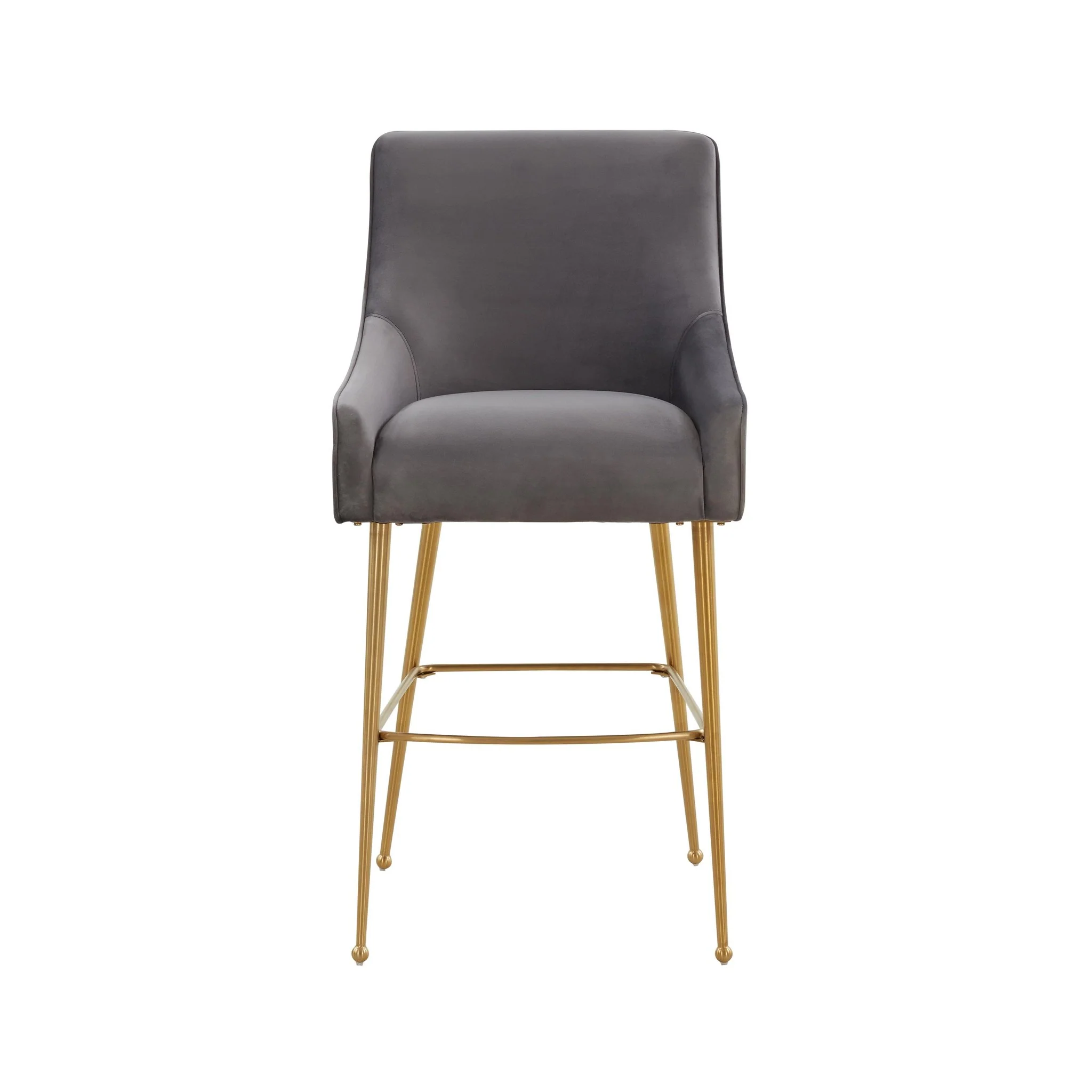 Beatrix Dark Grey Velvet Counter Stool - Gold Legs - Image 3