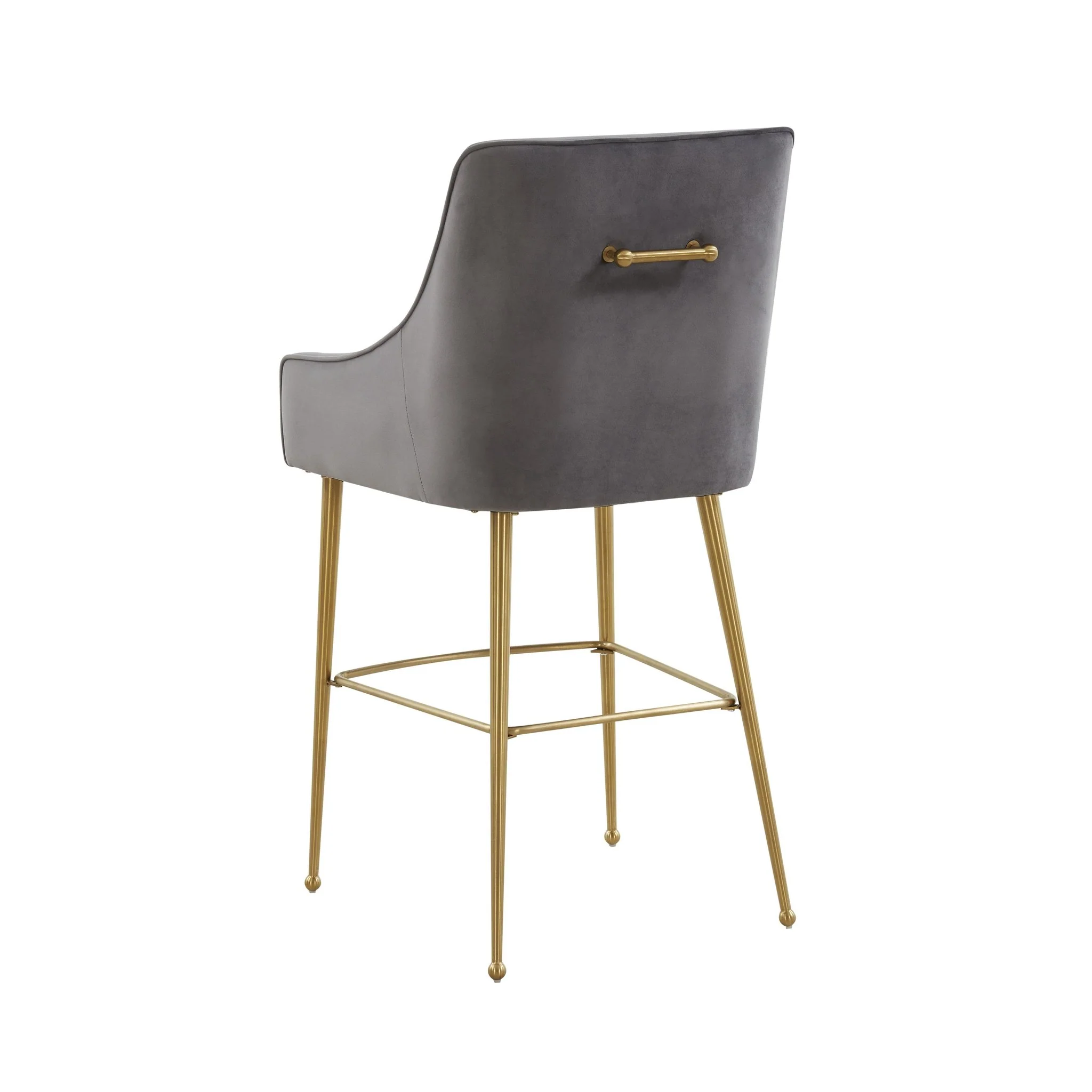 Beatrix Dark Grey Velvet Counter Stool - Gold Legs - Image 4