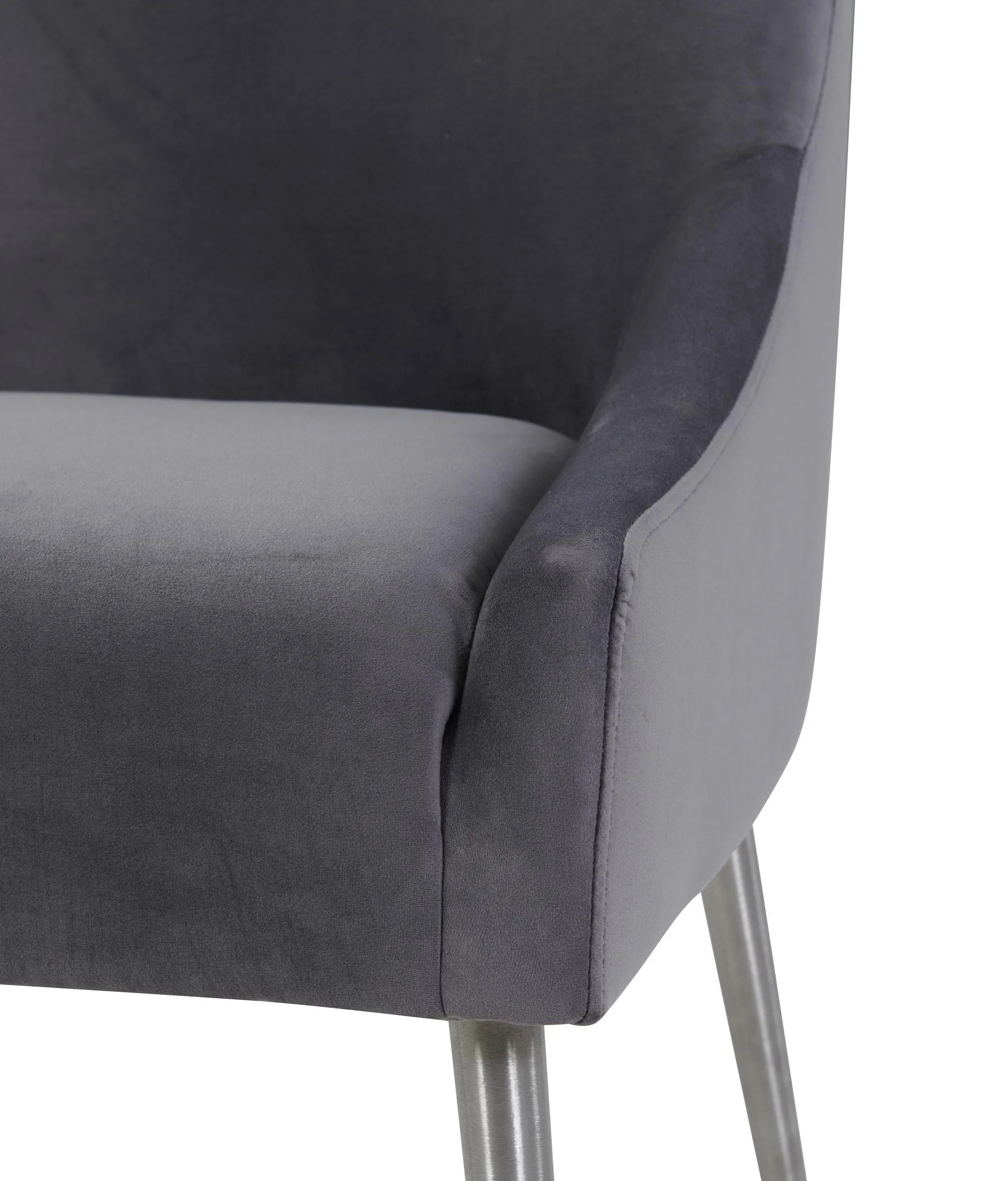 Beatrix Grey Velvet Side Chair with Silver Legs - Image 5
