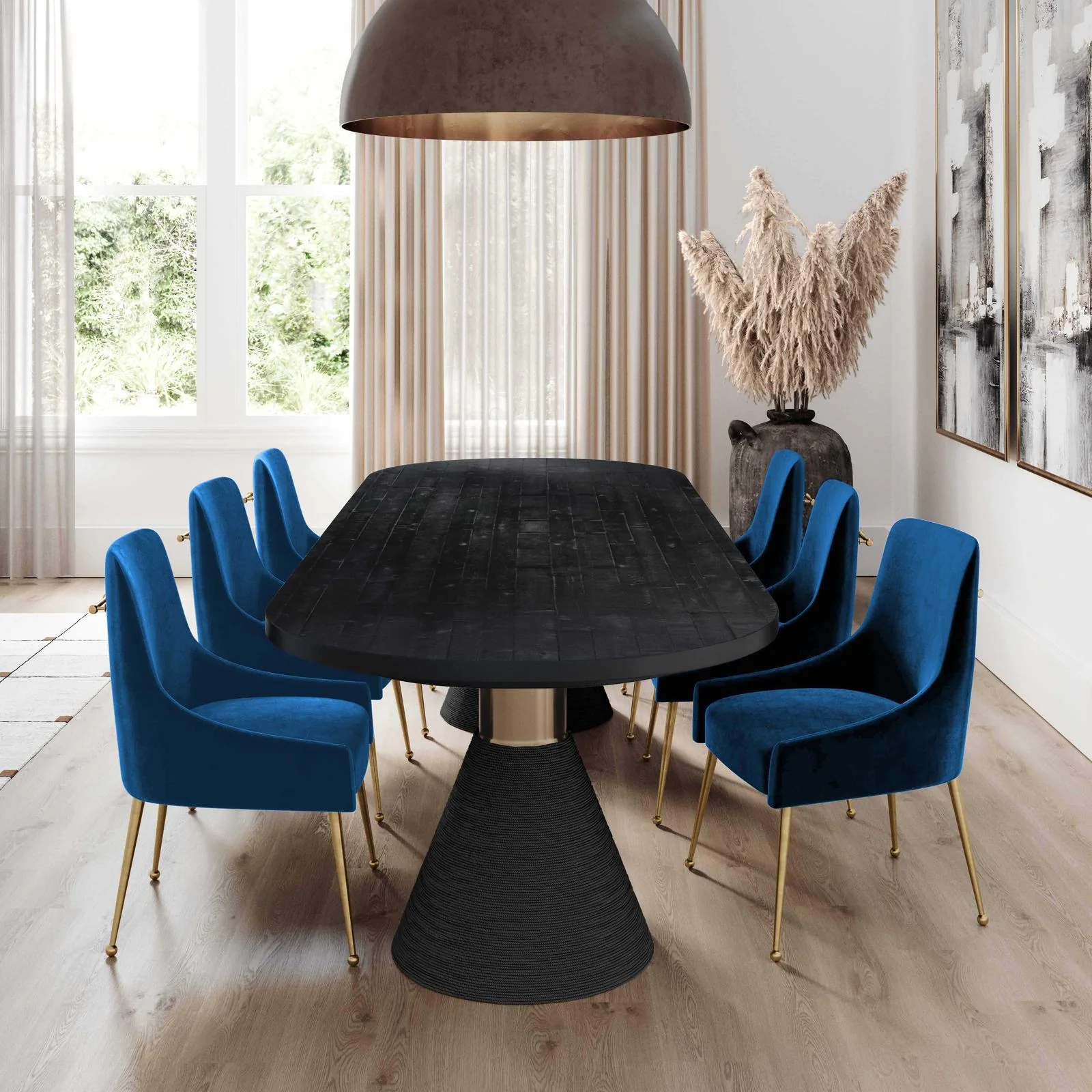 Beatrix Navy Velvet Side Chair - Image 6