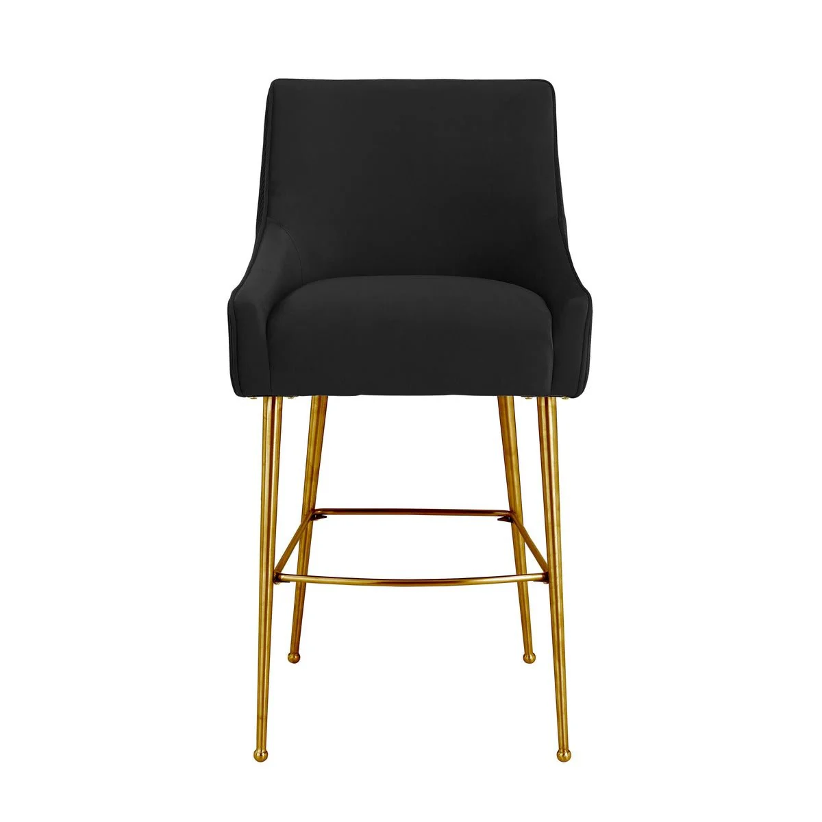 Beatrix Pleated Black Velvet Bar Stool - Image 3