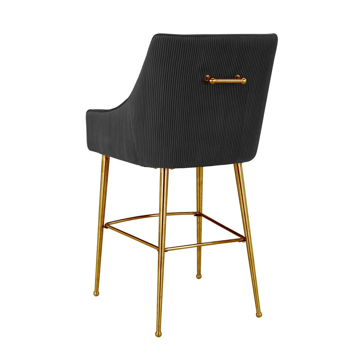 Beatrix Pleated Black Velvet Bar Stool - Image 4