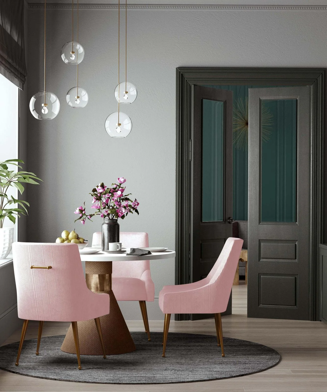 Beatrix Pleated Blush Velvet Side Chair - Image 2