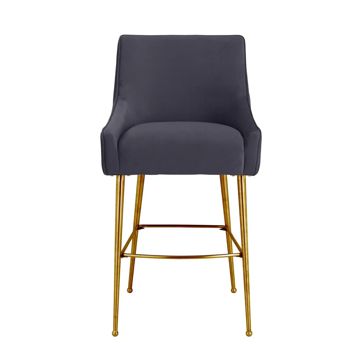 Beatrix Pleated Dark Grey Velvet Counter Stool - Image 3