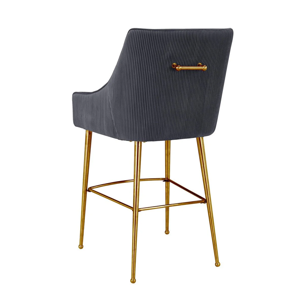 Beatrix Pleated Dark Grey Velvet Counter Stool - Image 4