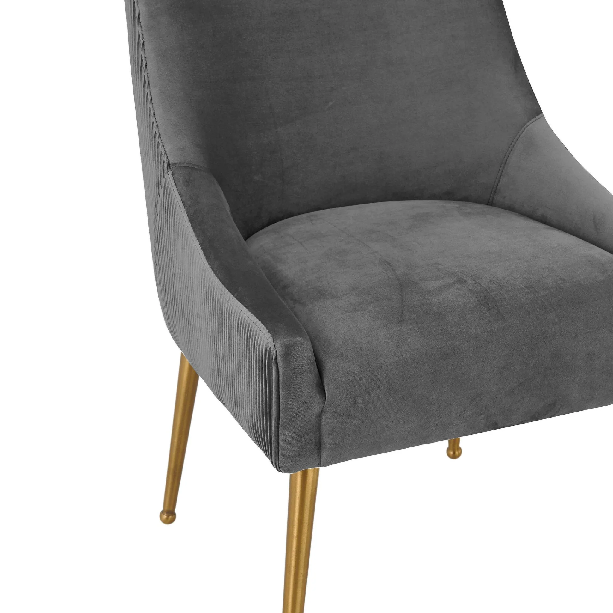 Beatrix Pleated Grey Velvet Side Chair - Image 5