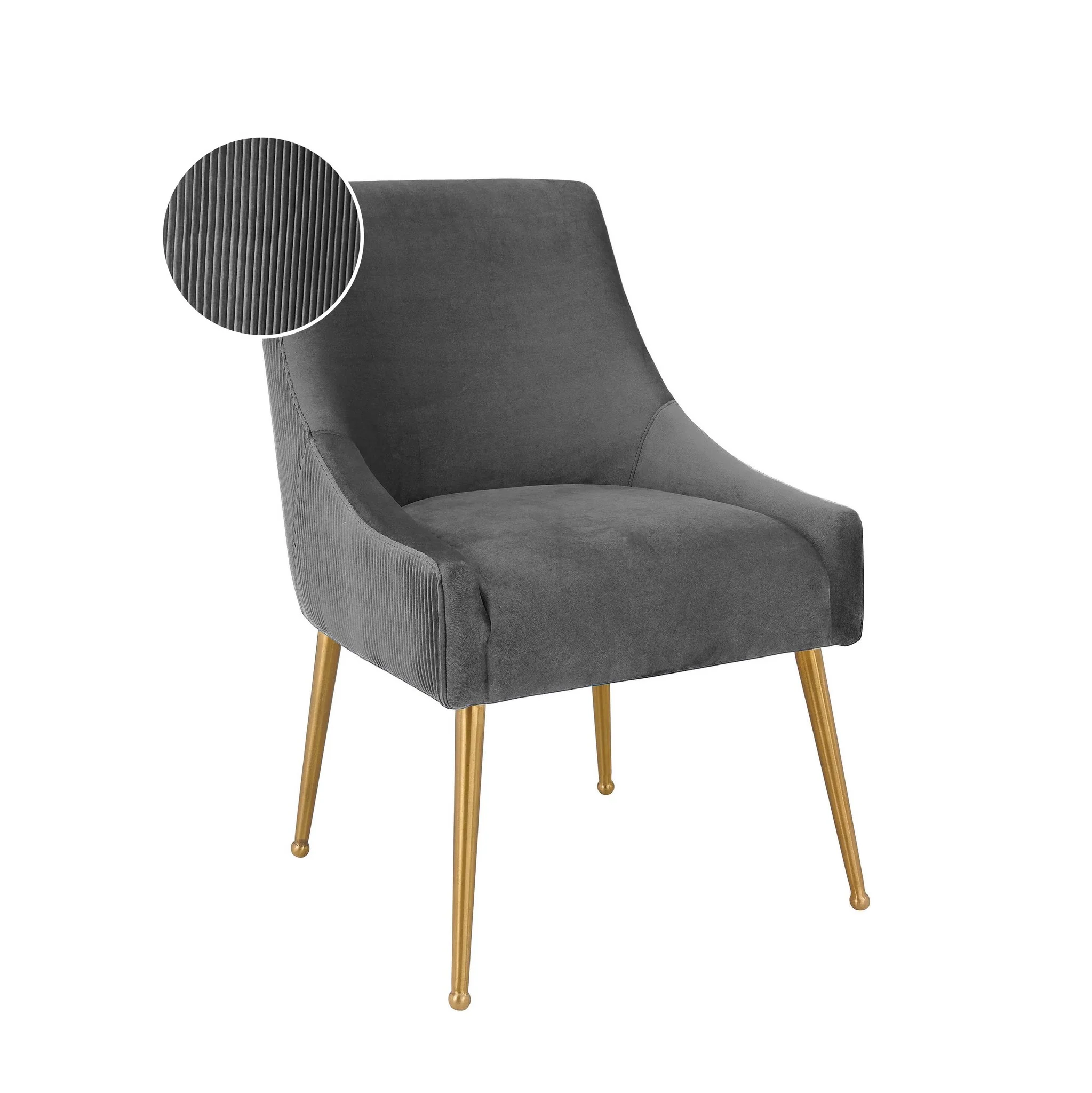 Beatrix Pleated Grey Velvet Side Chair - Image 7