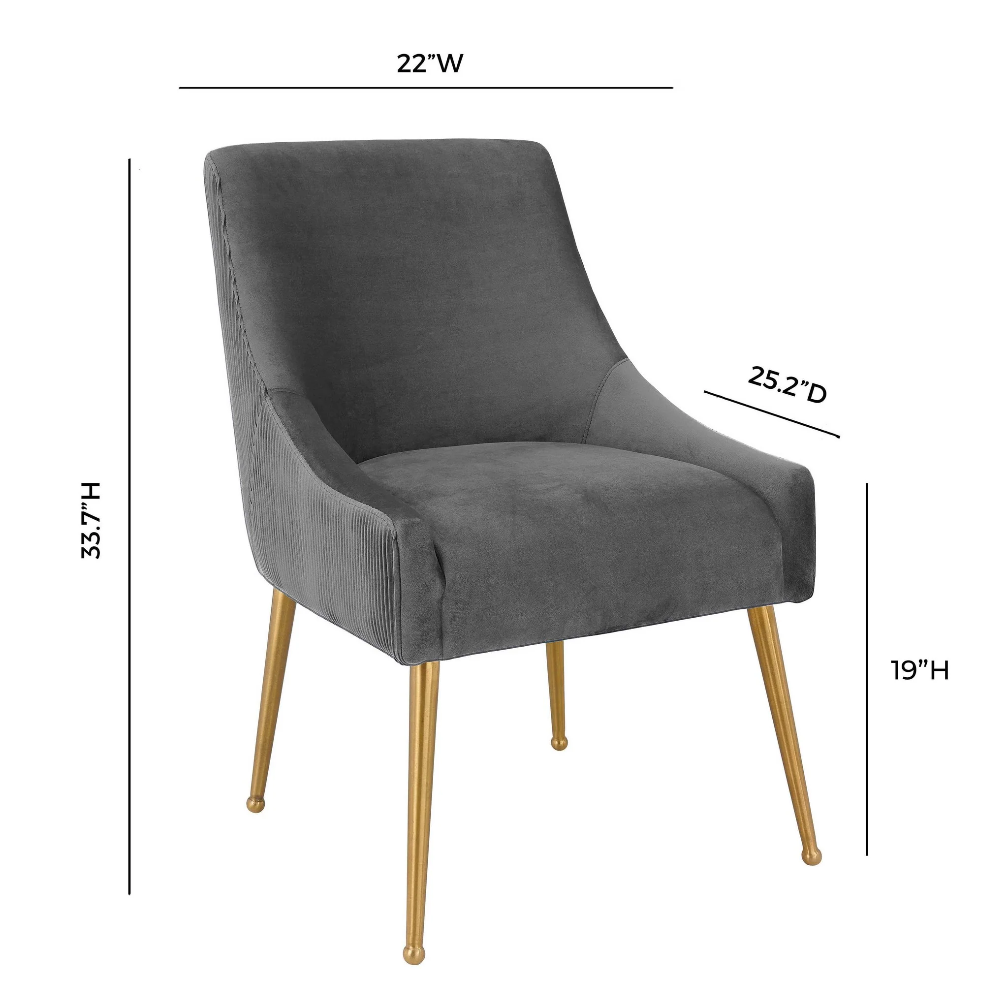 Beatrix Pleated Grey Velvet Side Chair - Image 8