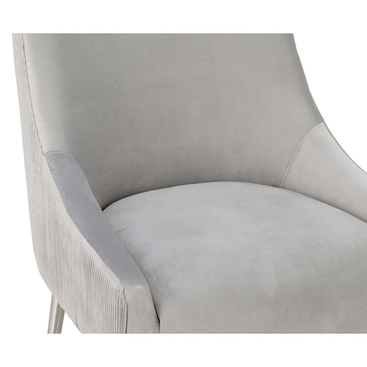 Beatrix Pleated Light Grey Velvet Bar Stool - Image 5
