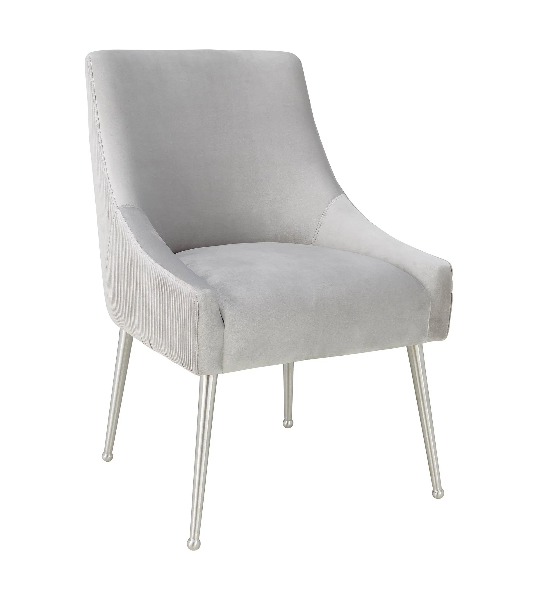 Beatrix Pleated Light Grey Velvet Side Chair - Image 3