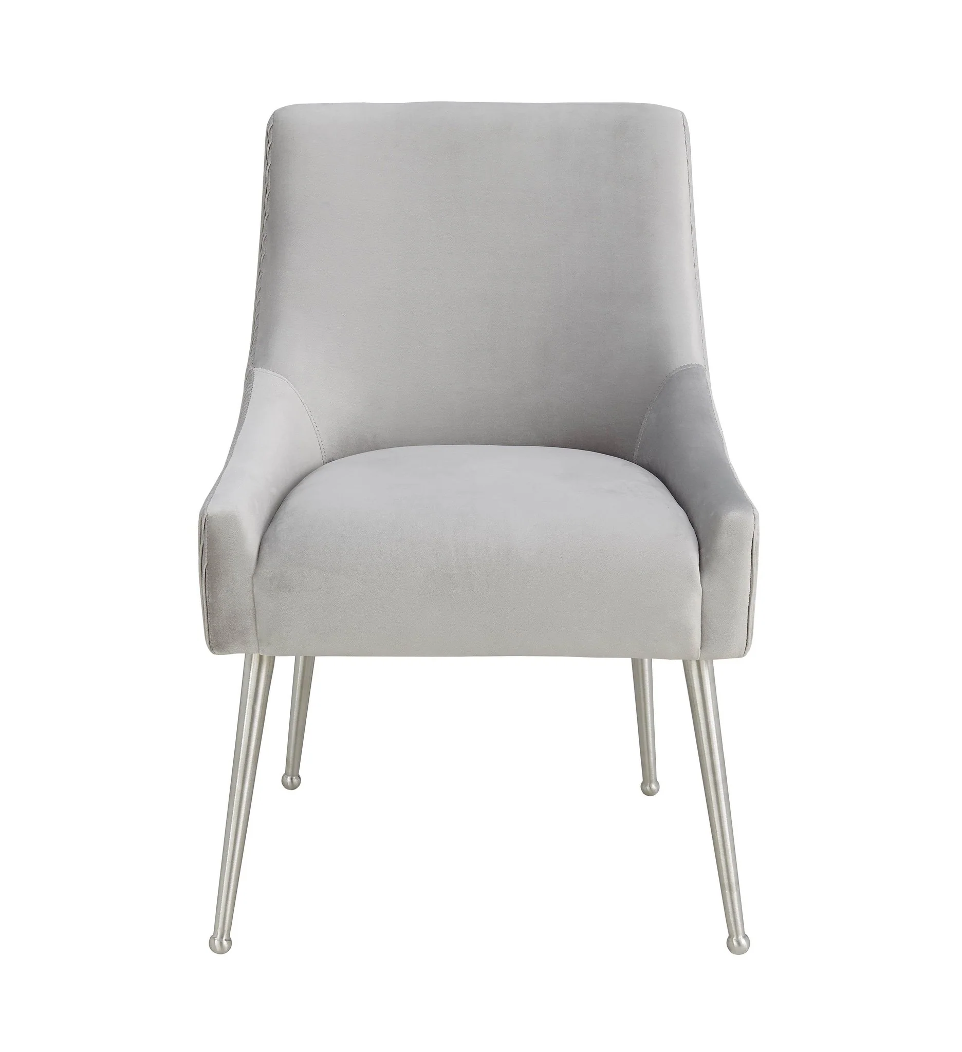 Beatrix Pleated Light Grey Velvet Side Chair - Image 4