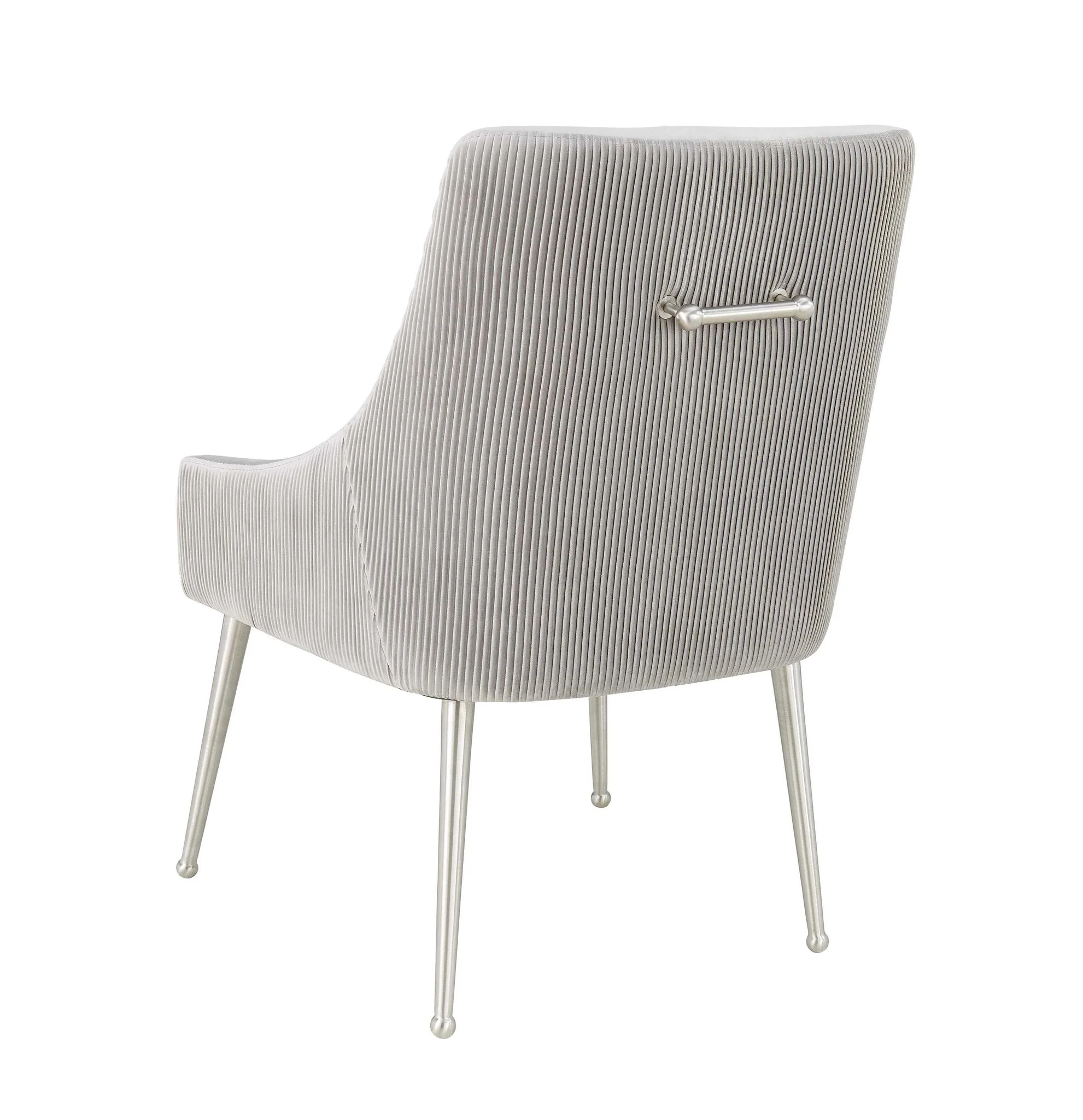 Beatrix Pleated Light Grey Velvet Side Chair - Image 5