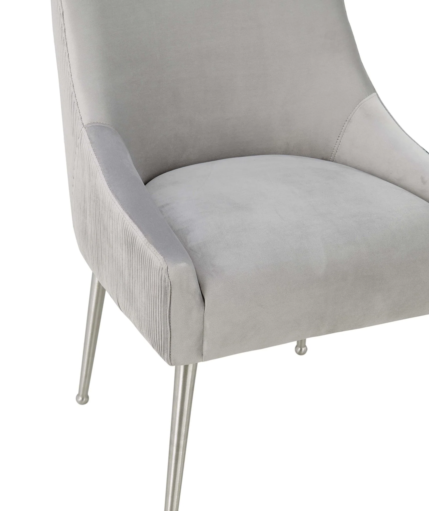 Beatrix Pleated Light Grey Velvet Side Chair - Image 6