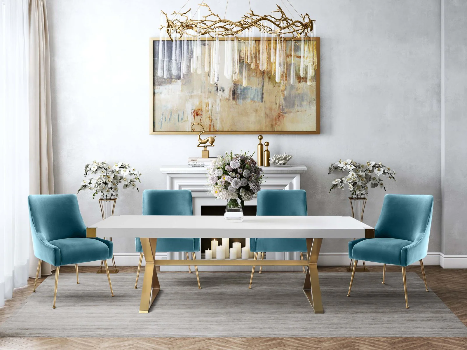 Beatrix Sea Blue Velvet Side Chair - Image 2