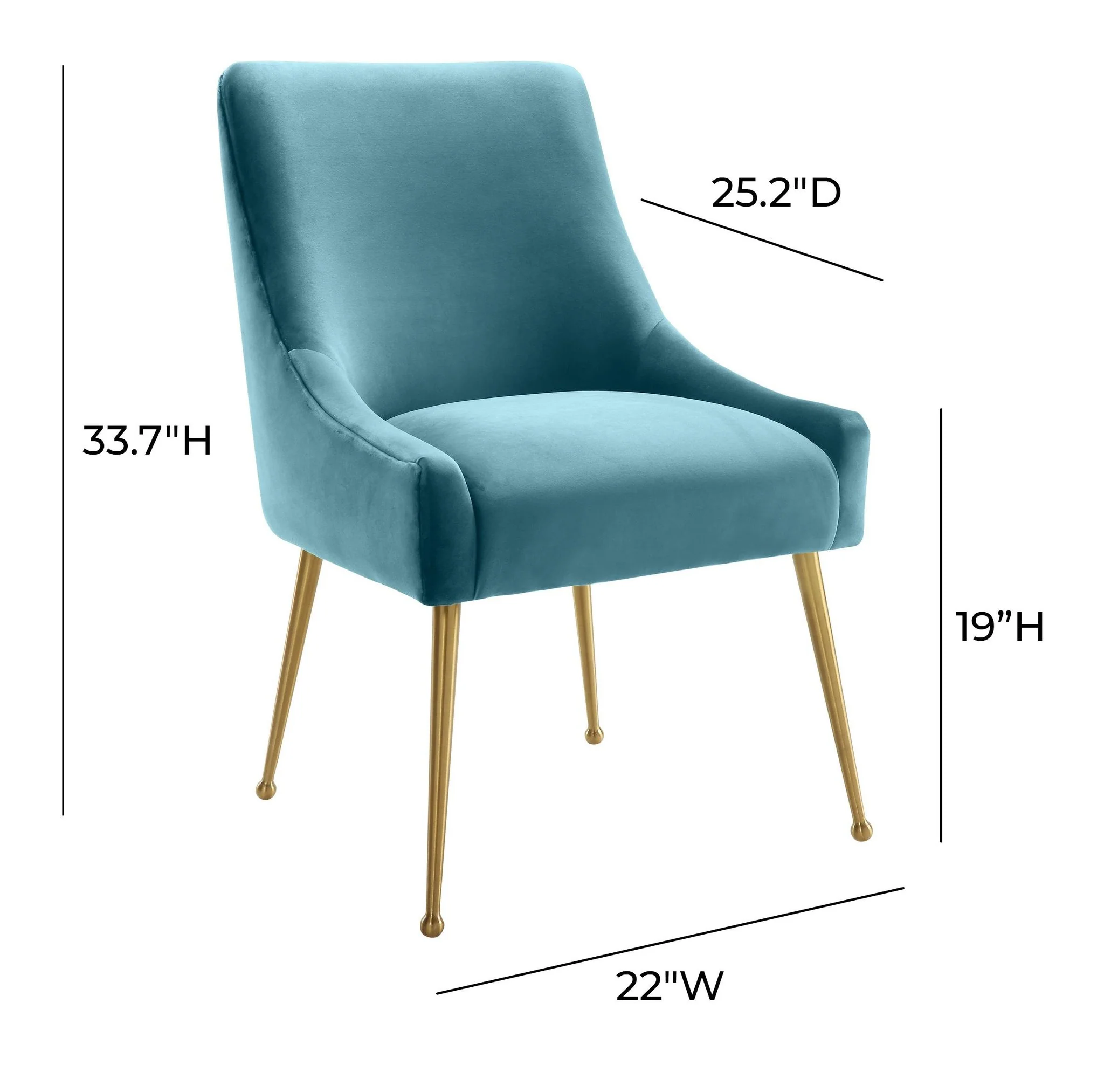 Beatrix Sea Blue Velvet Side Chair - Image 6