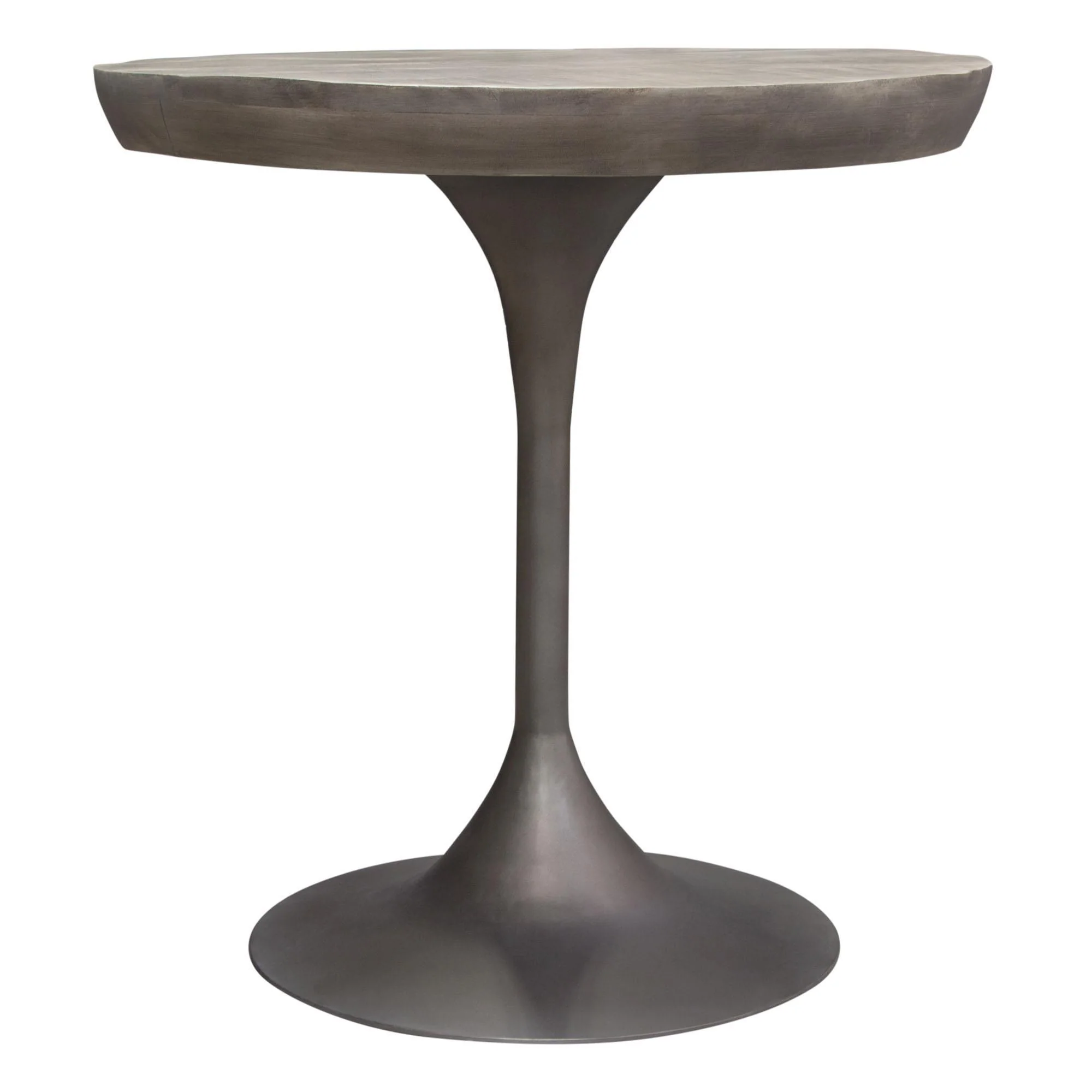 Beckham 30" Round Dining Table w/ Solid Mango Wood Top in Grey Finish w/ Gun Metal Base by Diamond Sofa - Image 5