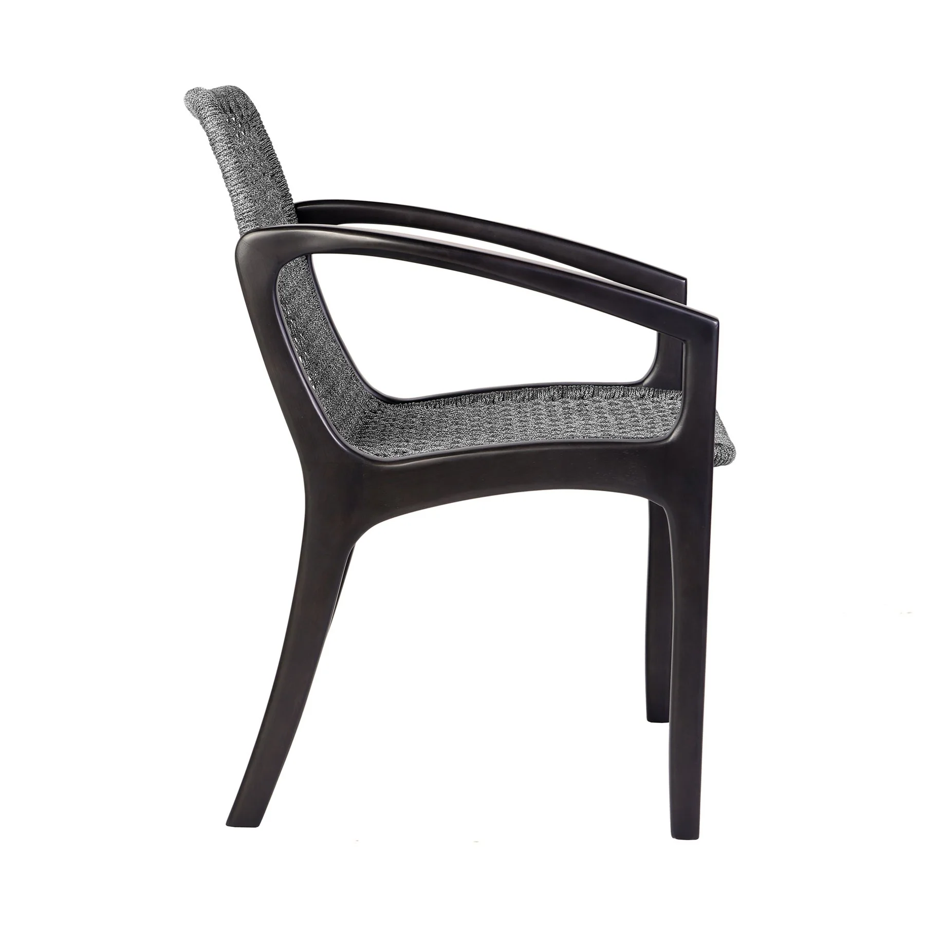 Beckham Outdoor Patio Dining Chair in Dark Eucalyptus Wood and Gray Rope - Image 3