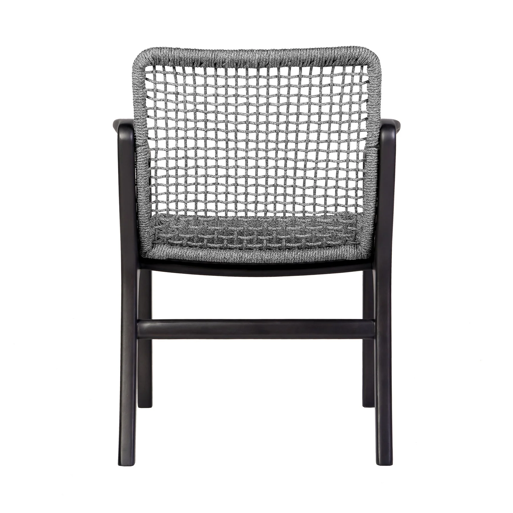 Beckham Outdoor Patio Dining Chair in Dark Eucalyptus Wood and Gray Rope - Image 5