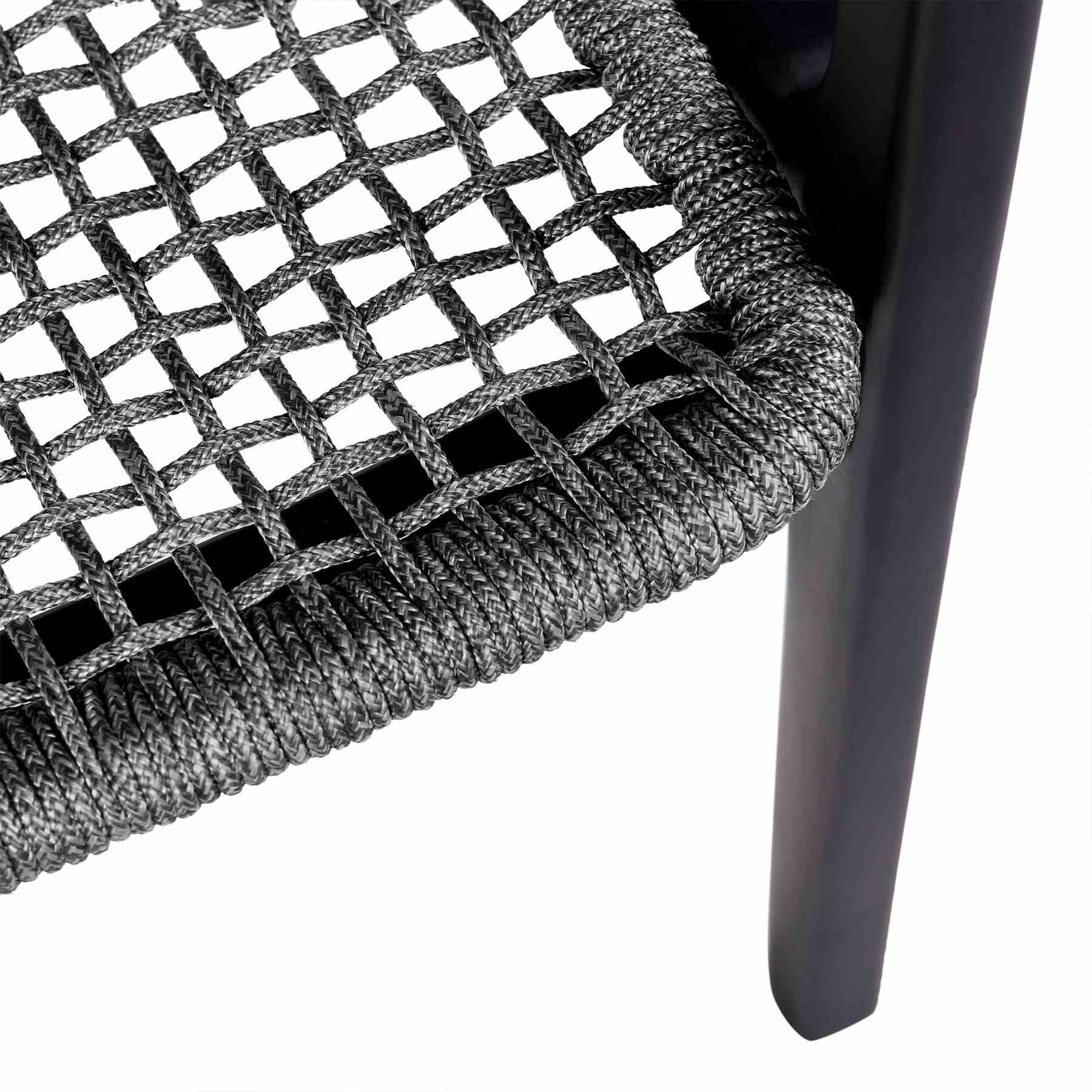 Beckham Outdoor Patio Dining Chair in Dark Eucalyptus Wood and Gray Rope - Image 9