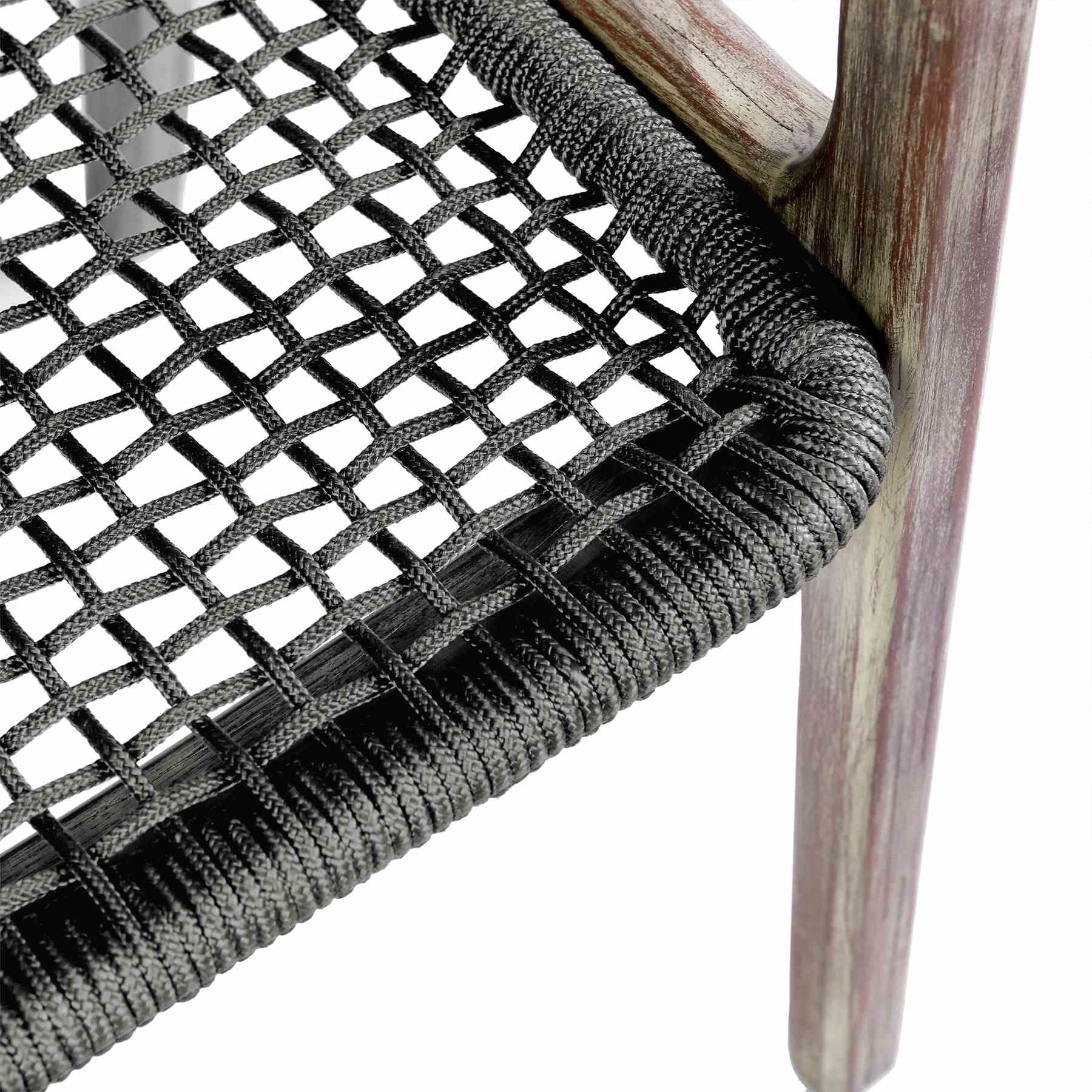 Beckham Outdoor Patio Dining Chair in Light Eucalyptus Wood and Charcoal Rope - Image 9