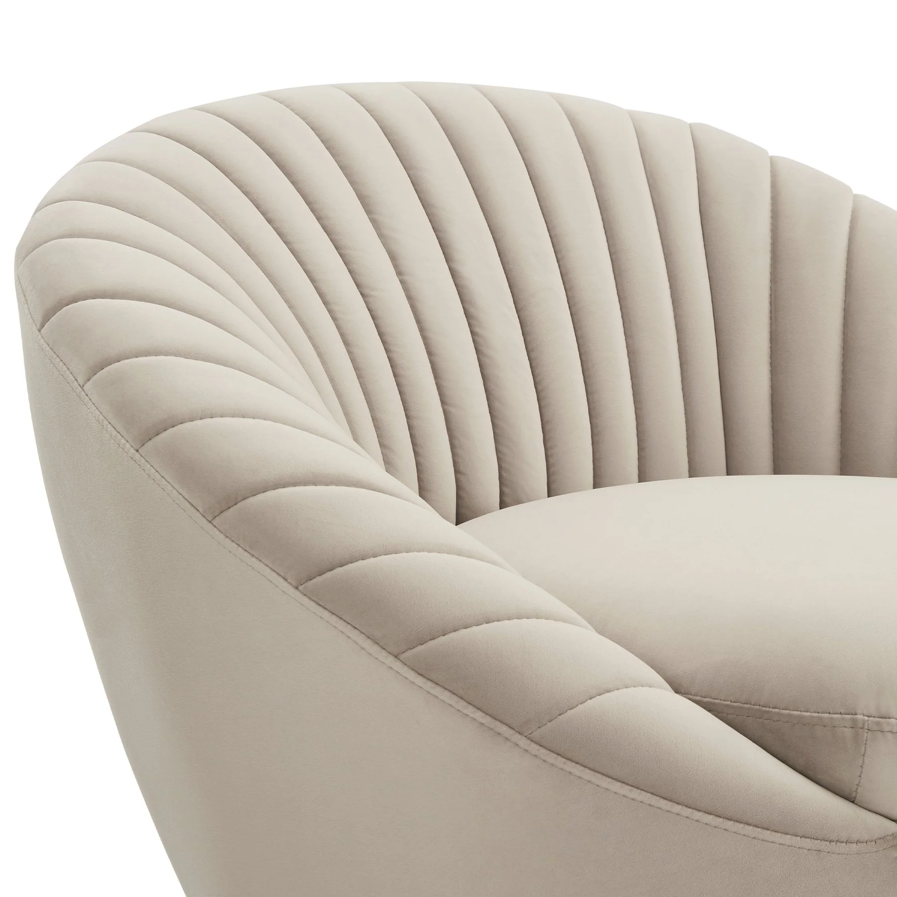 Bella Beige Velvet Swivel Accent Chair with Black Base - Image 4