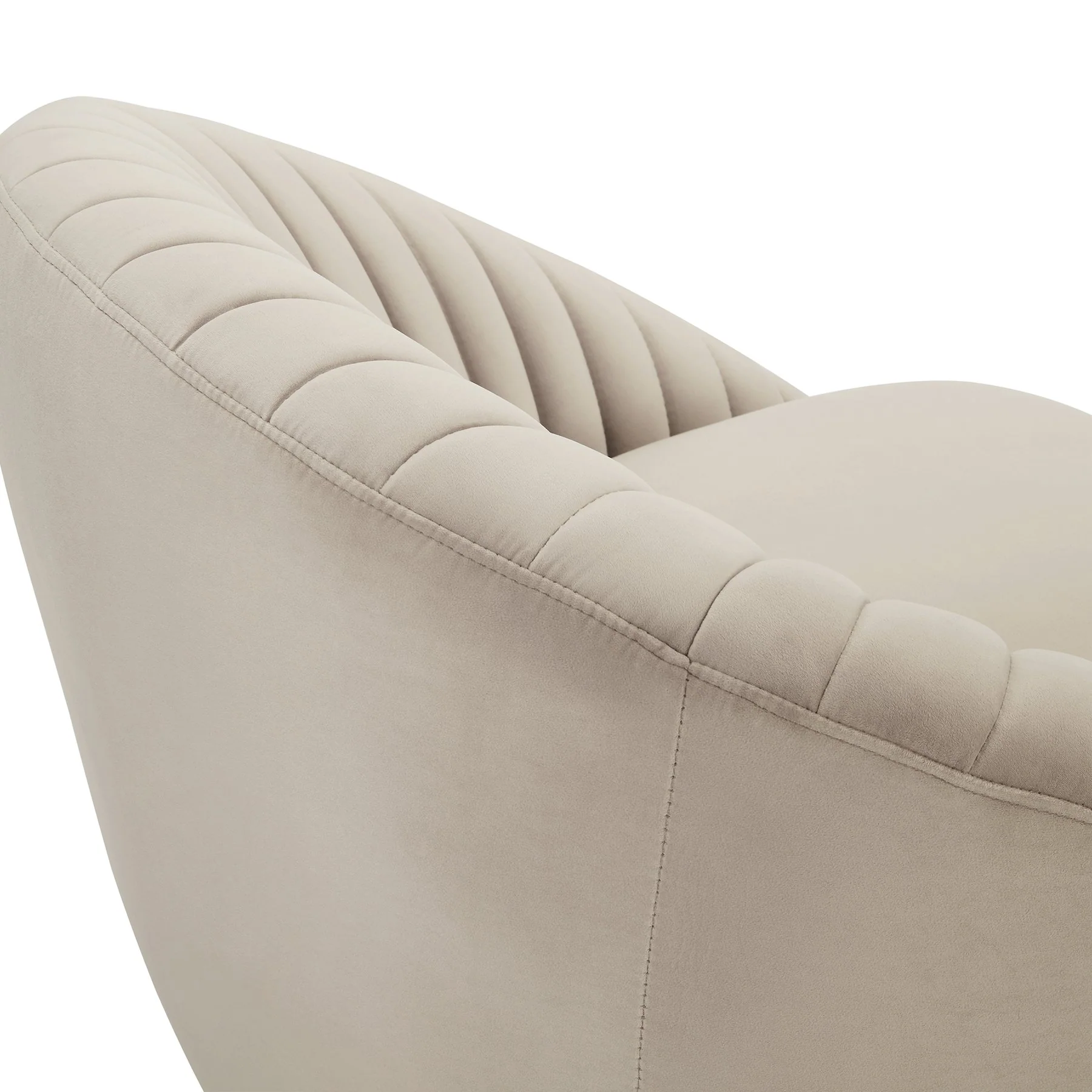 Bella Beige Velvet Swivel Accent Chair with Black Base - Image 5