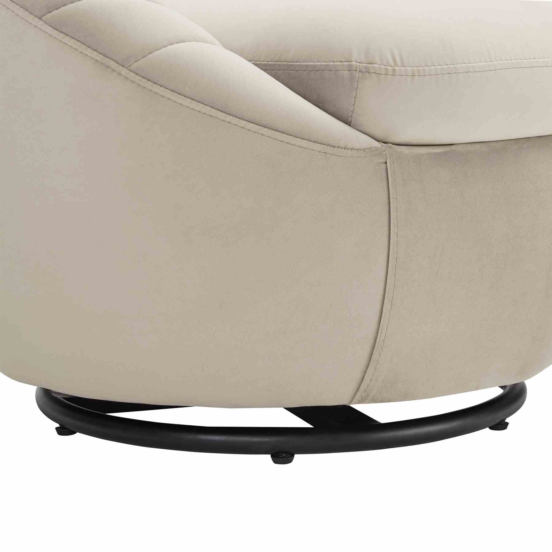 Bella Beige Velvet Swivel Accent Chair with Black Base - Image 6