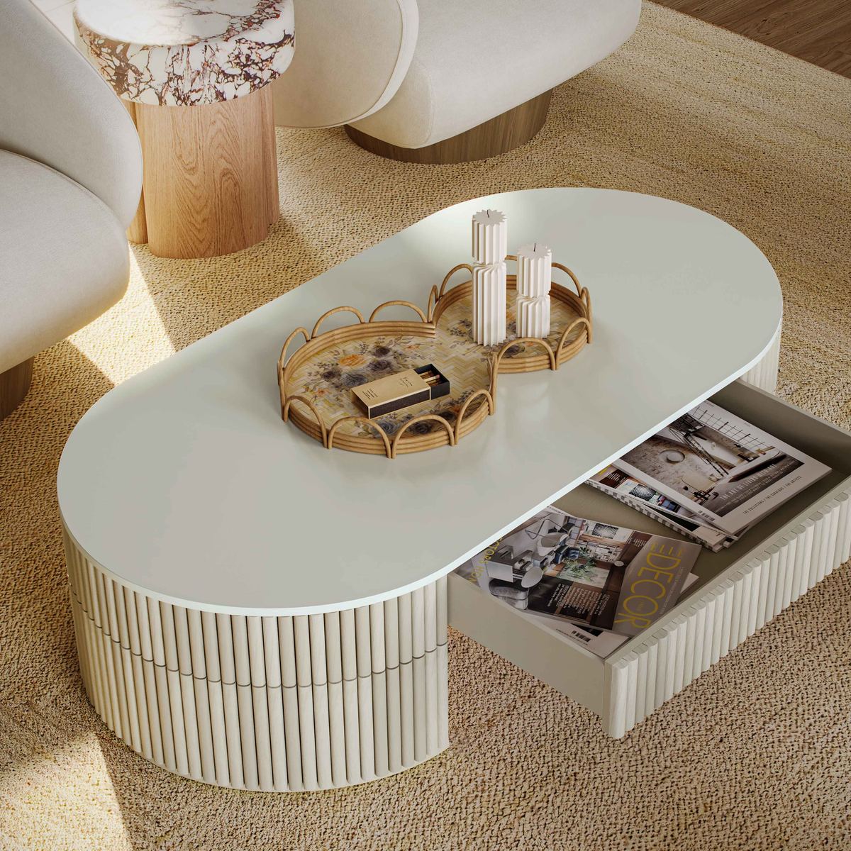 Bella Cream Large Storage Coffee Table - Image 2