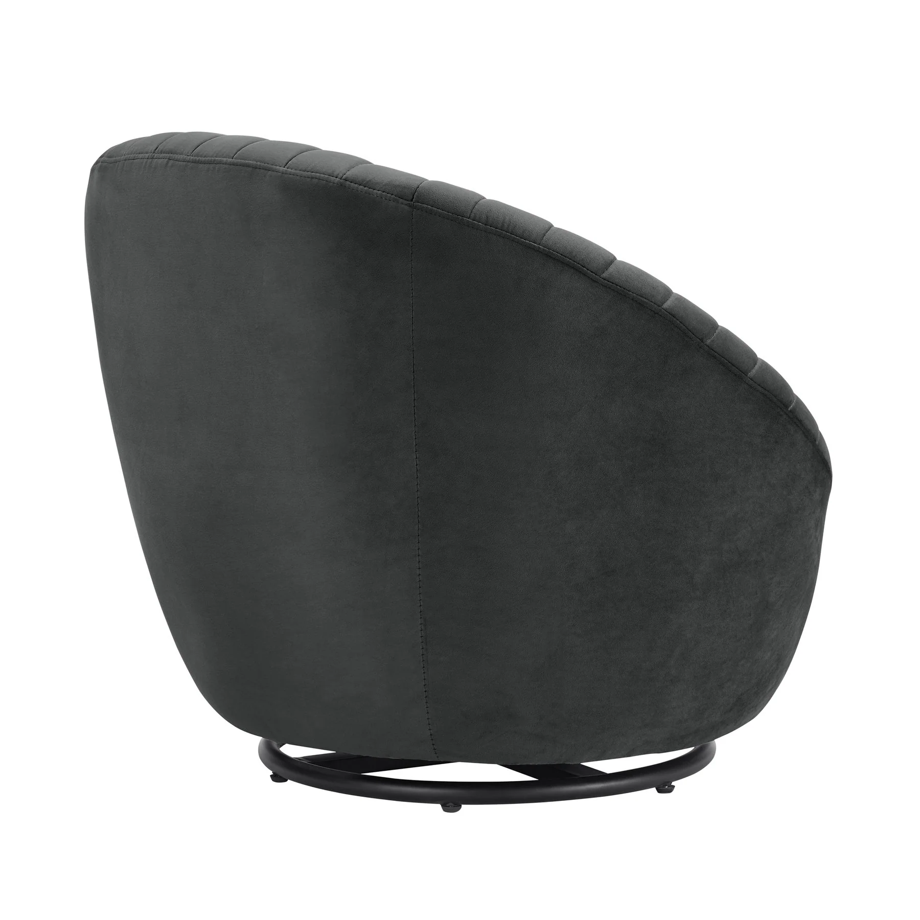 Bella Dark Gray Velvet Swivel Accent Chair with Black Base - Image 3