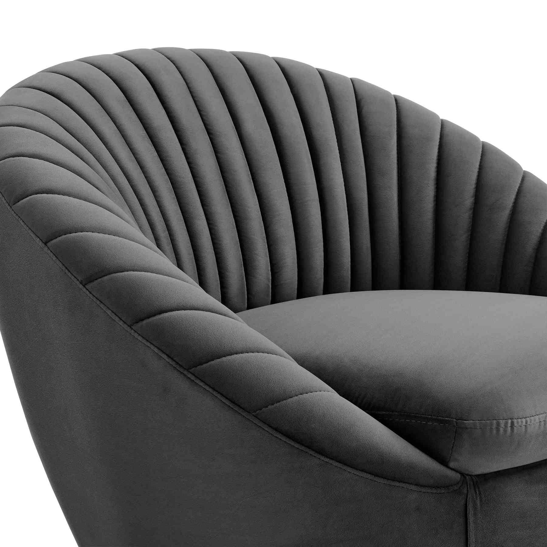 Bella Dark Gray Velvet Swivel Accent Chair with Black Base - Image 4