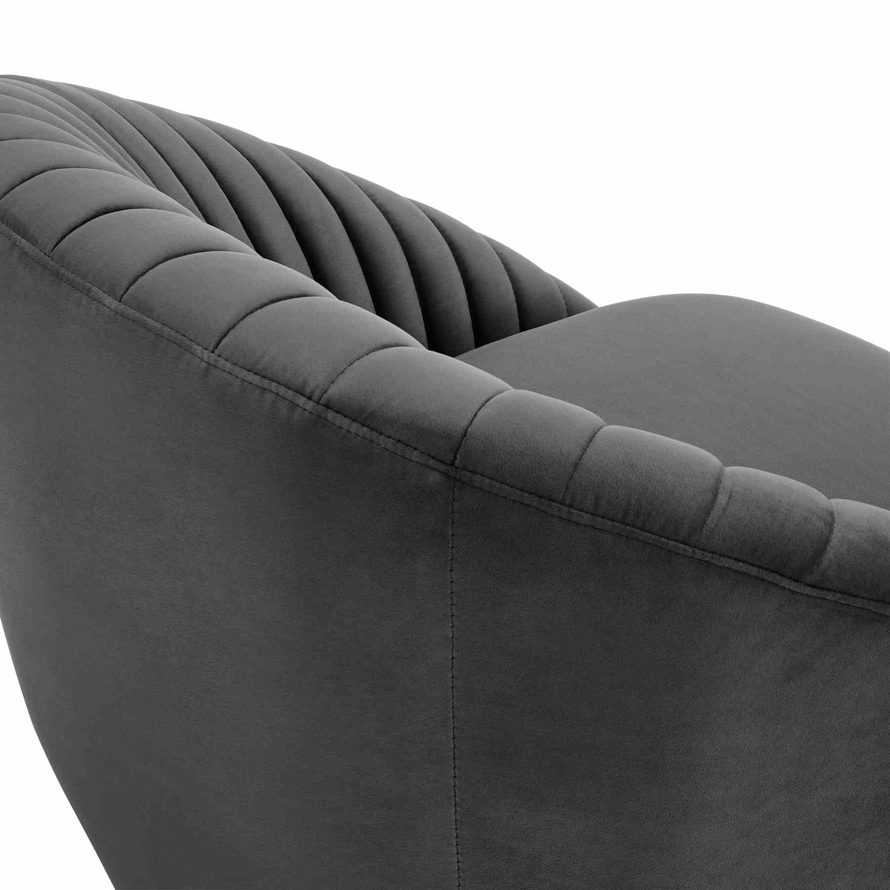 Bella Dark Gray Velvet Swivel Accent Chair with Black Base - Image 5
