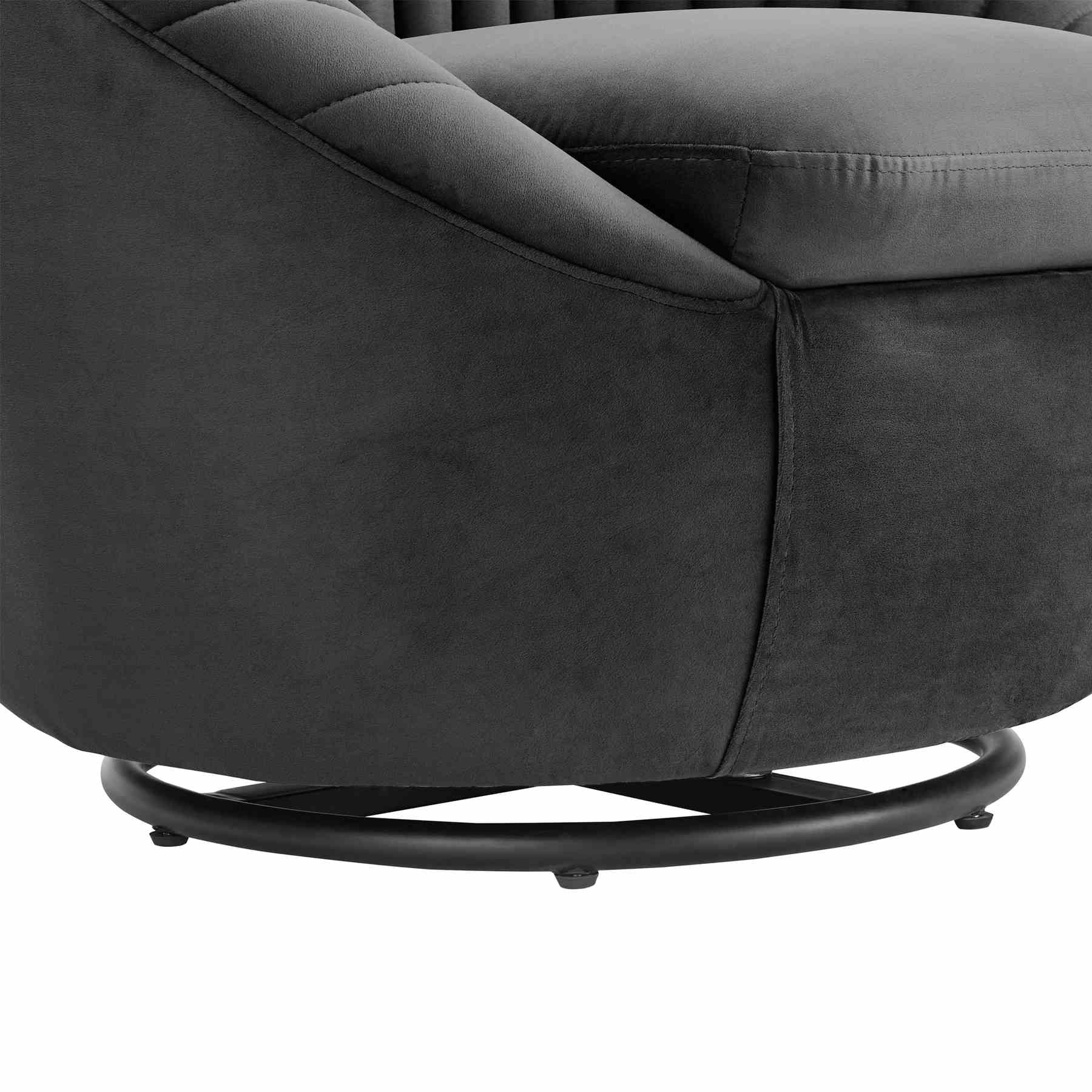 Bella Dark Gray Velvet Swivel Accent Chair with Black Base - Image 6