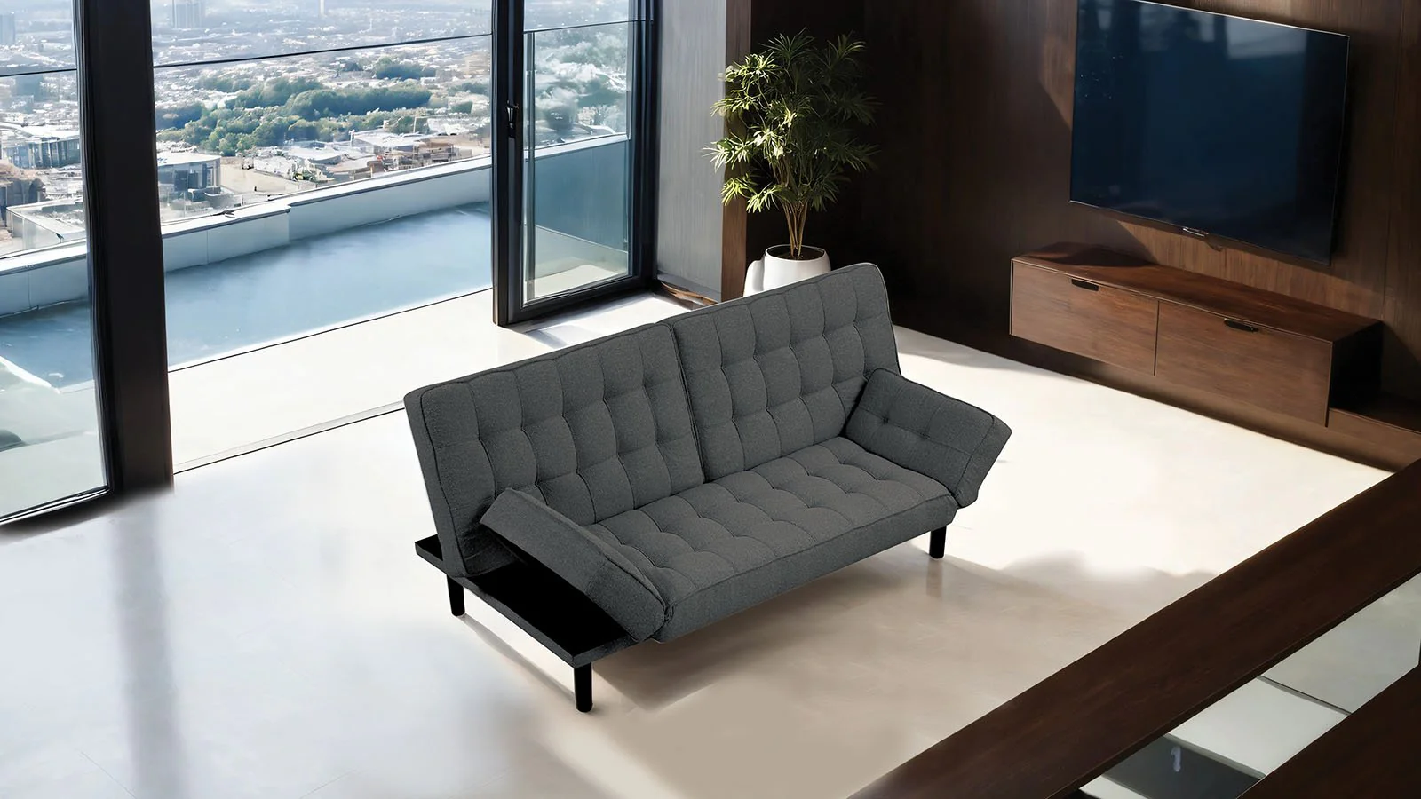 Bellevue Futon Sofa, Dark Gray - Image 2