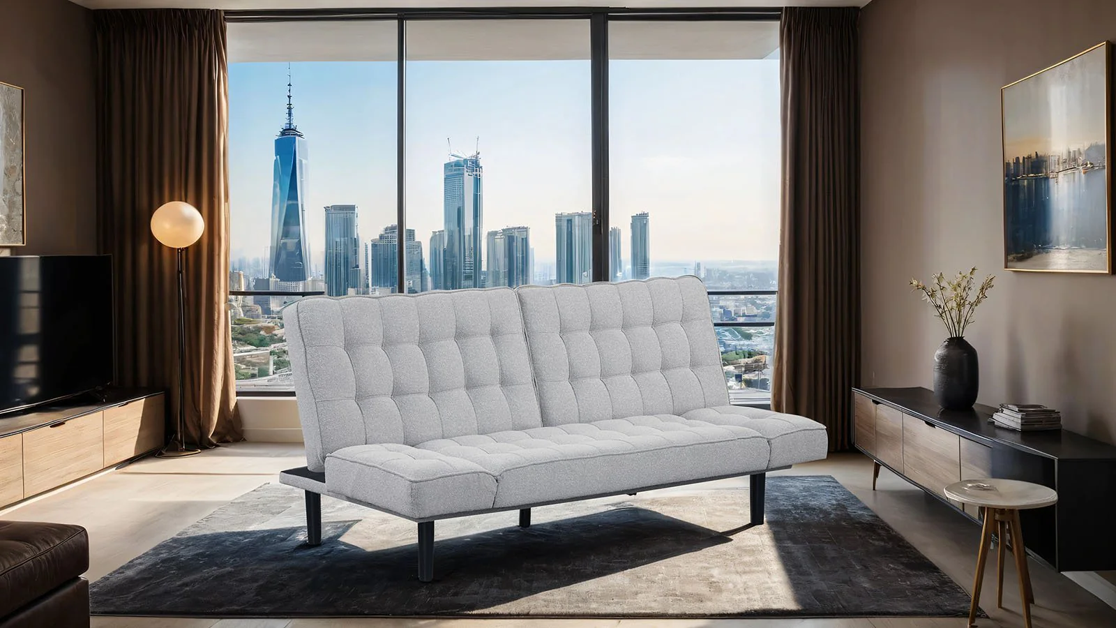 Bellevue Futon Sofa, Light Gray - Image 6