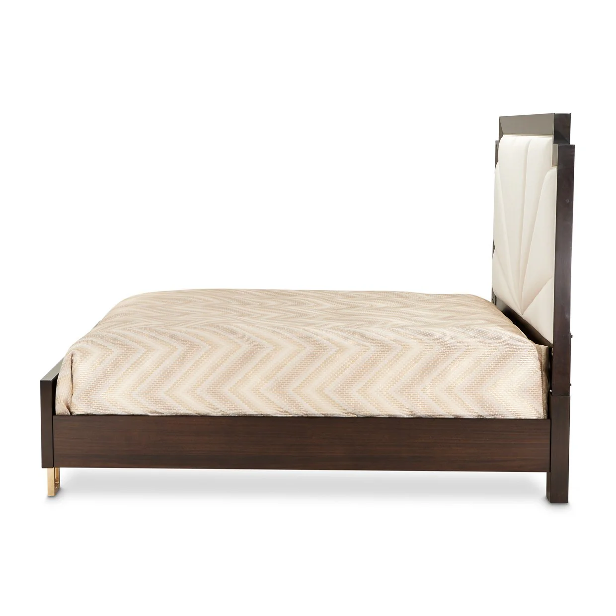 Belmont Place Eastern King Upholstered Bed - Cream/Espresso - Image 2