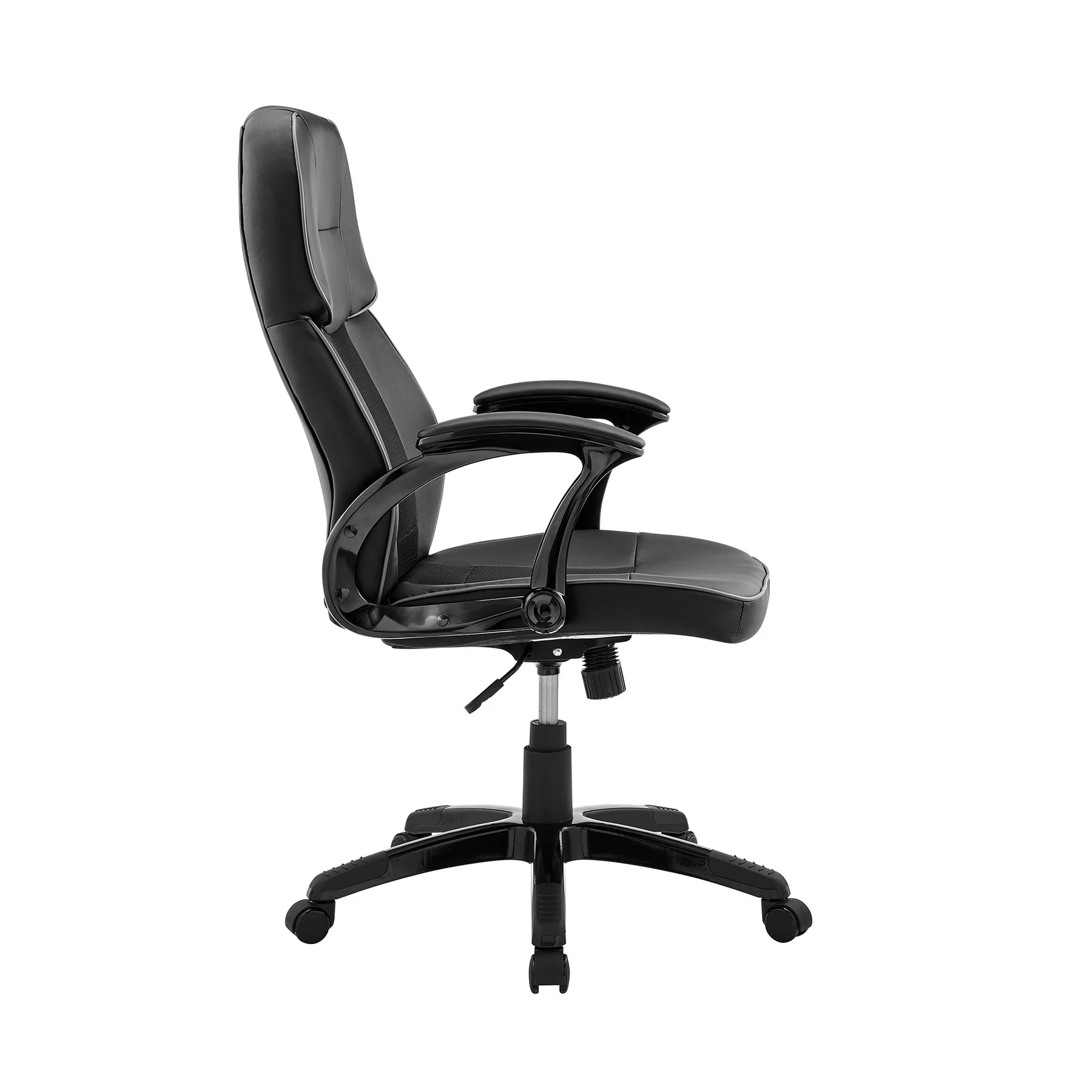 Bender Adjustable Racing Gaming Chair in Black Faux Leather with Dark Gray Accents - Image 3