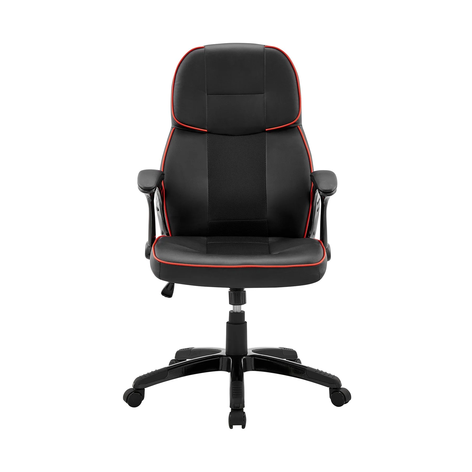 Bender Adjustable Racing Gaming Chair in Black Faux Leather with Red Accents - Image 2