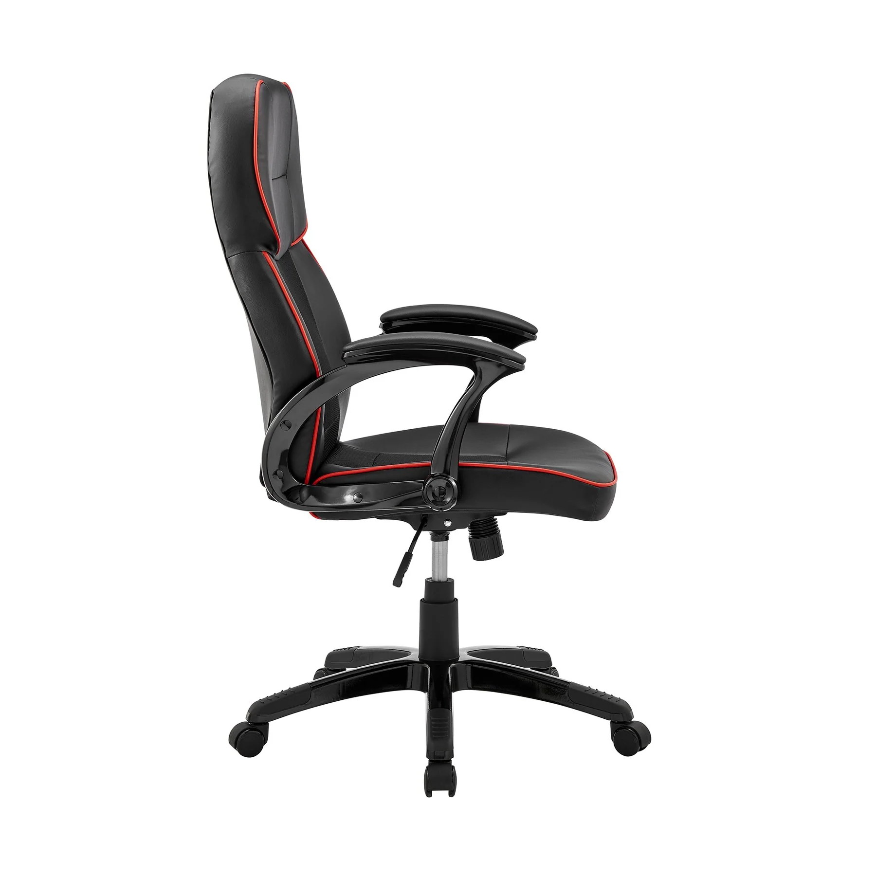 Bender Adjustable Racing Gaming Chair in Black Faux Leather with Red Accents - Image 3