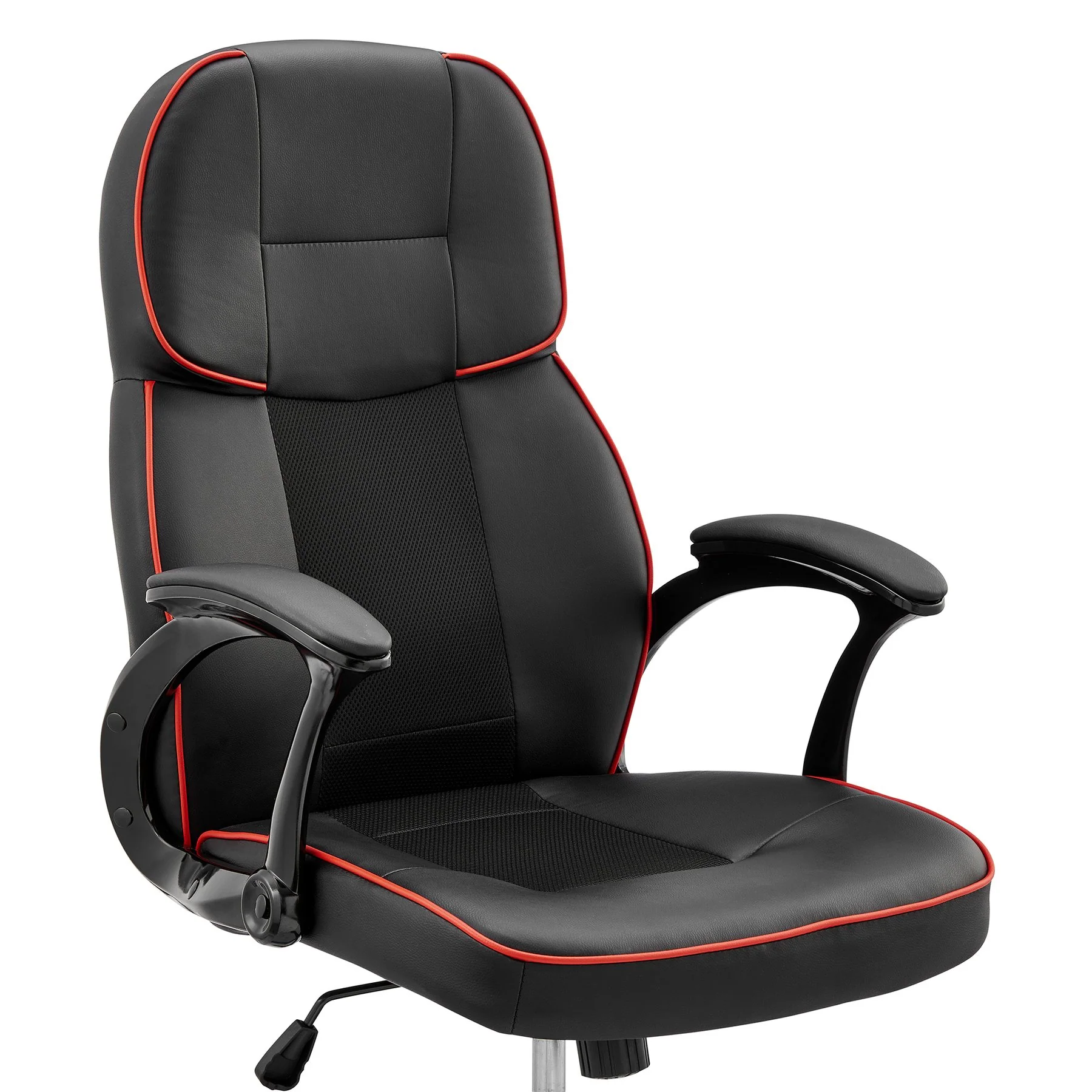 Bender Adjustable Racing Gaming Chair in Black Faux Leather with Red Accents - Image 6