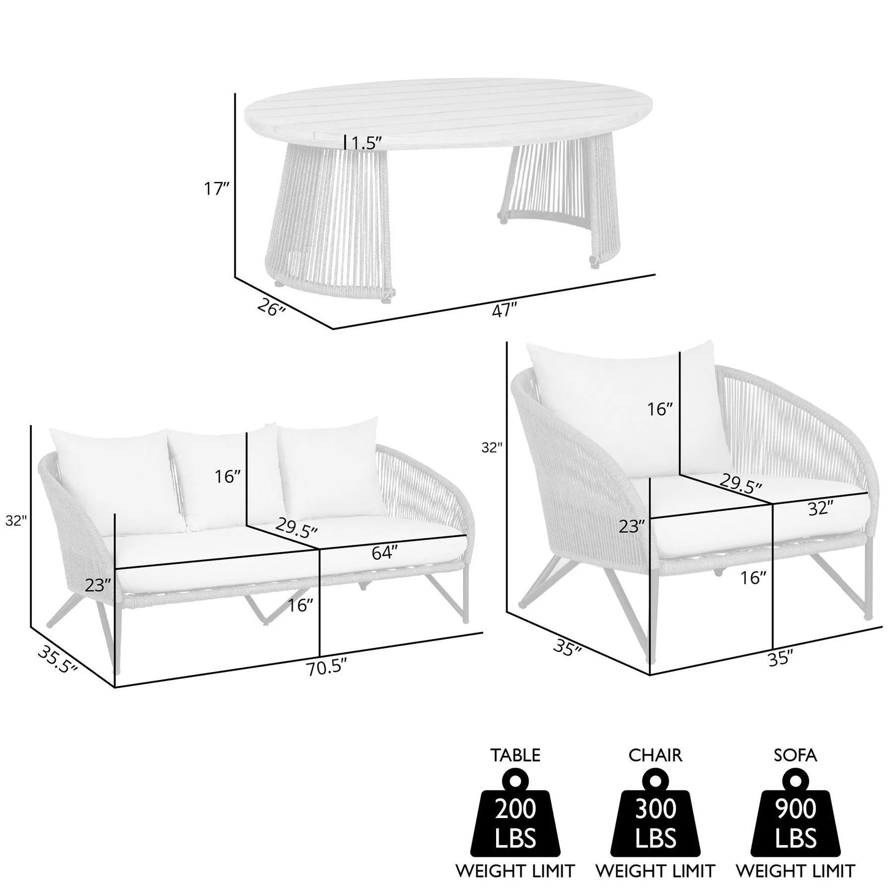 Benicia Outdoor Patio 4 Piece Conversation Set in Weathered Eucalyptus Wood and Metal with Gray Rope and Taupe Cushions - Image 14