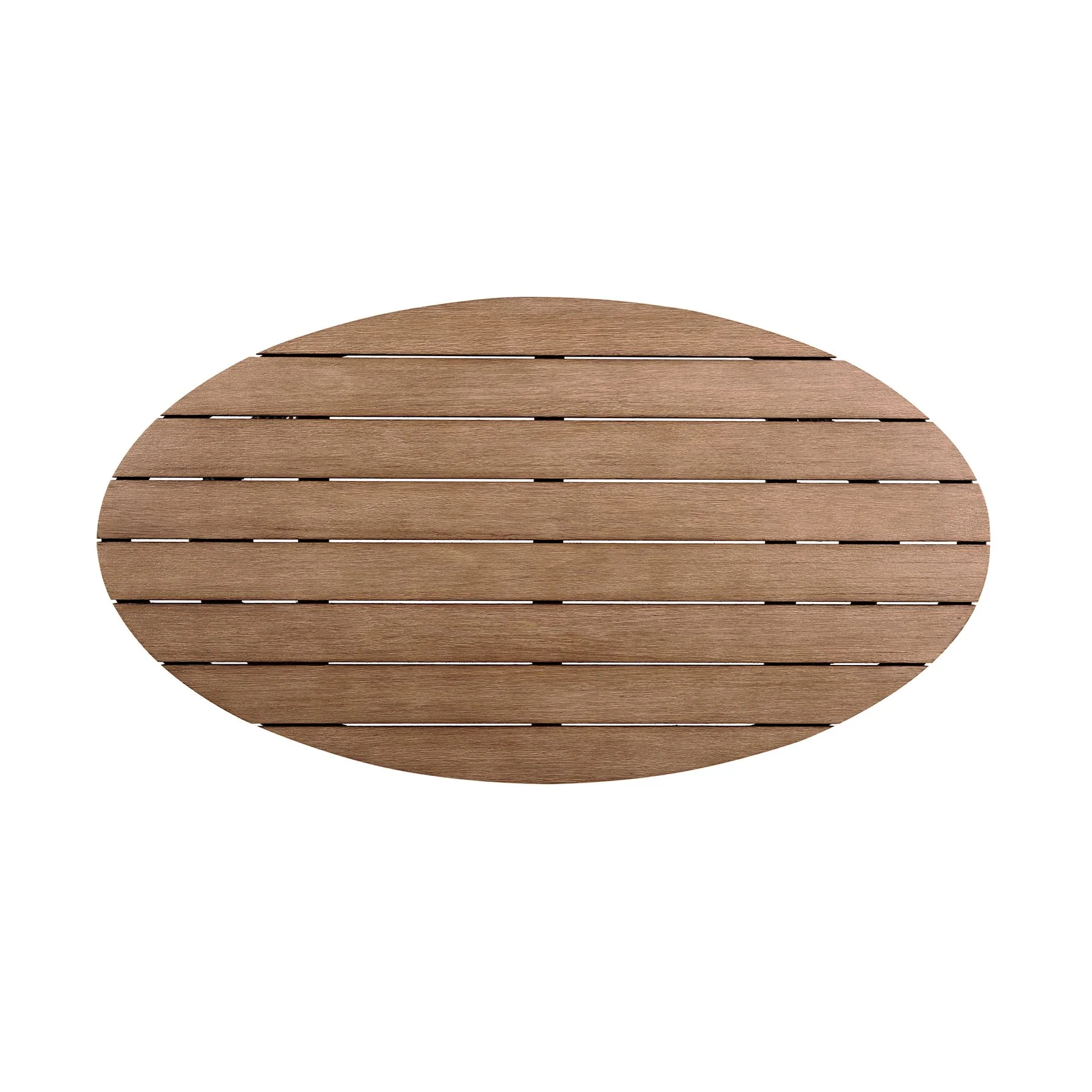 Benicia Outdoor Patio Oval Coffee Table in Weathered Eucalyptus Wood and Gray Rope - Image 3