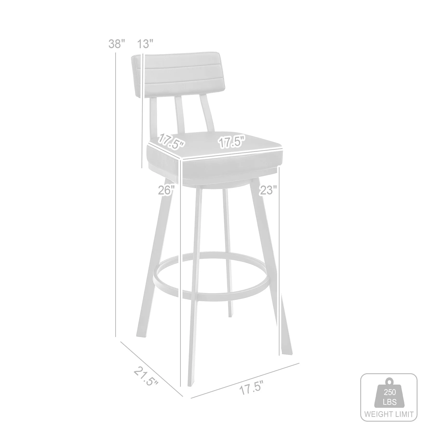 Benjamin 26" Swivel Counter Stool in Brushed Stainless Steel with Black Faux Leather - Image 8