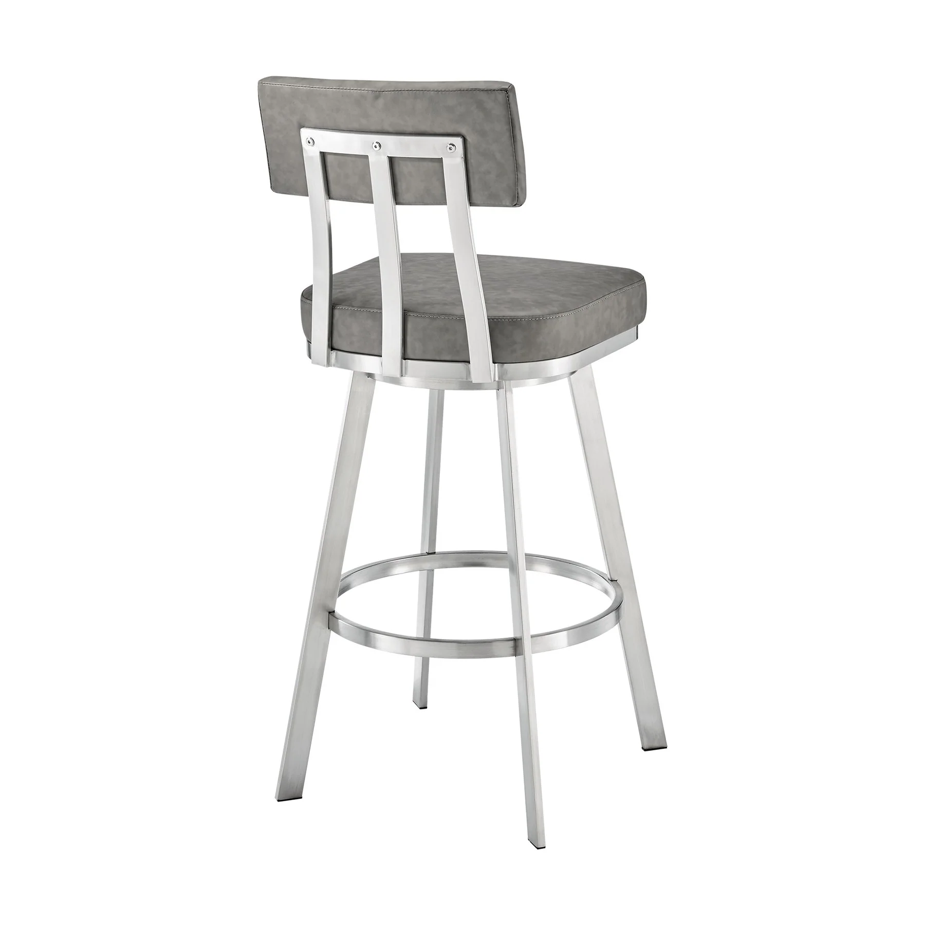 Benjamin 26" Swivel Counter Stool in Brushed Stainless Steel with Gray Faux Leather - Image 5